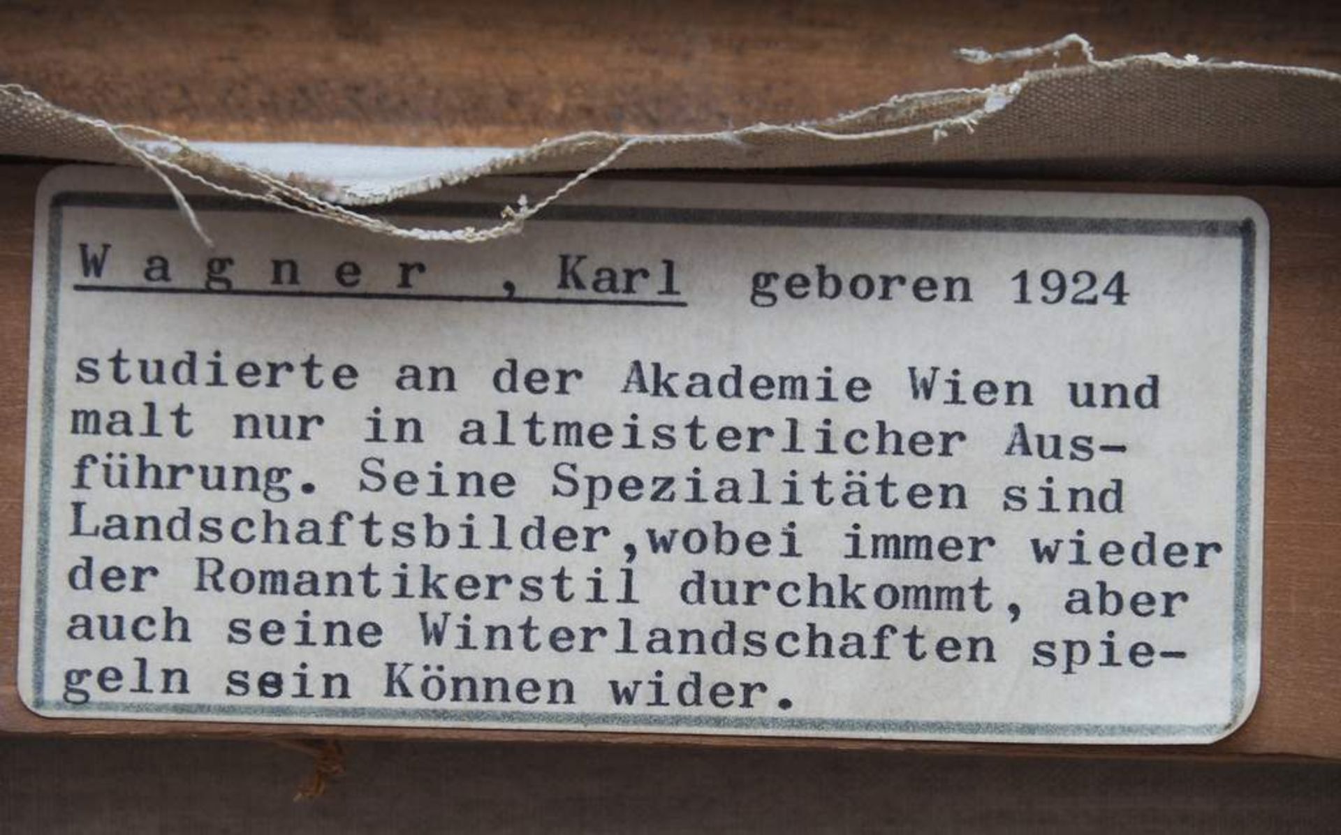 WAGNER, Karl. (1924) Winterlandschaft. Öl auf Leinwand, links unten signiert. Höhe 60 cm - Bild 4 aus 6