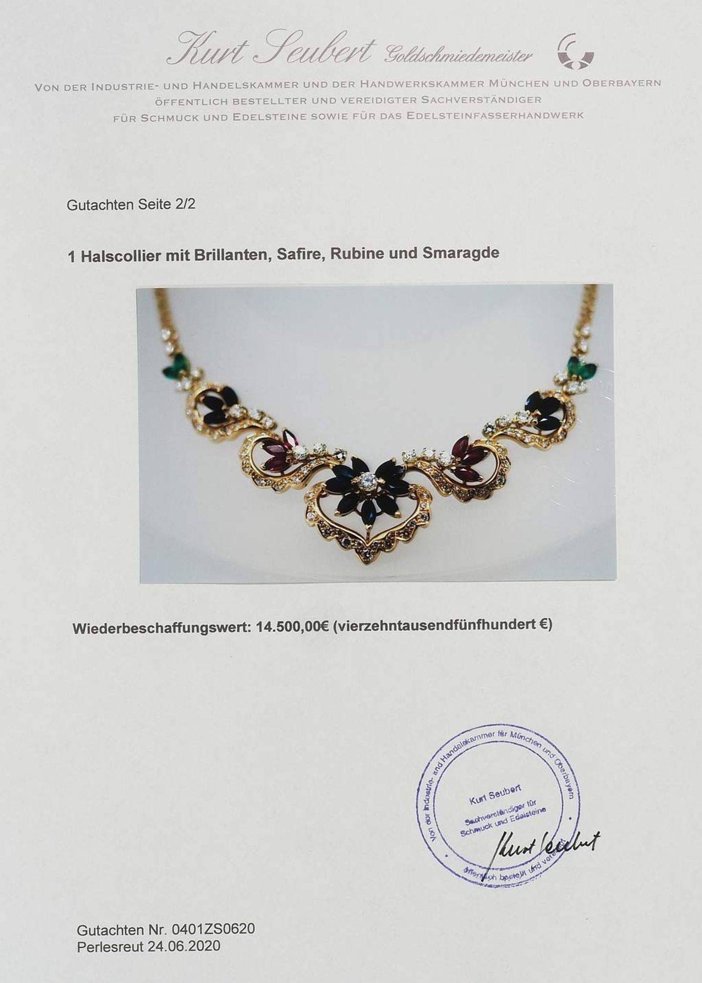 Prunkvolles Collier, in 750er Gelbgold gefertigte Gliederkette, Mittelteil besetzt mit 103 Brillan - Image 8 of 8