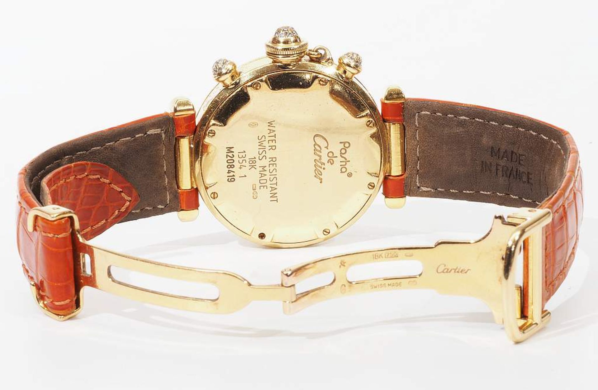 PASHA DE CARTIER Diamant Chronograph. Extrovertierte Damenarmbanduhr aus 18 Karat Gelbgold, Refere - Bild 6 aus 12