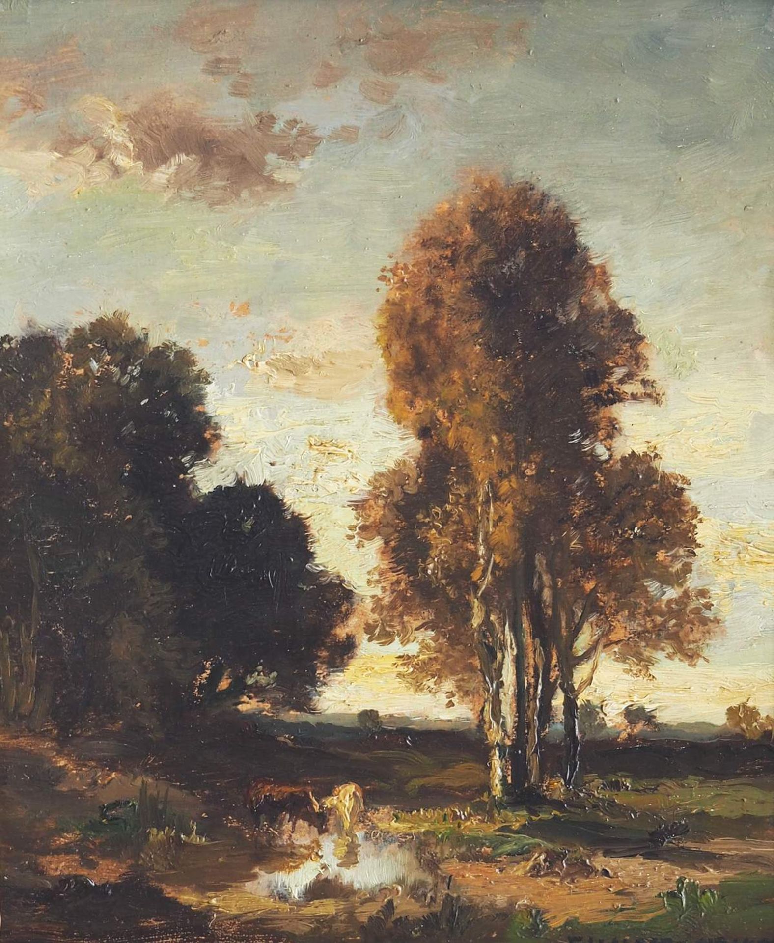 Halberg-Krauss, Fritz. 1874 Stadtporzellten - 1951 Prien. Zwei Kühe in sommerlicher Landschaft mi - Image 2 of 6