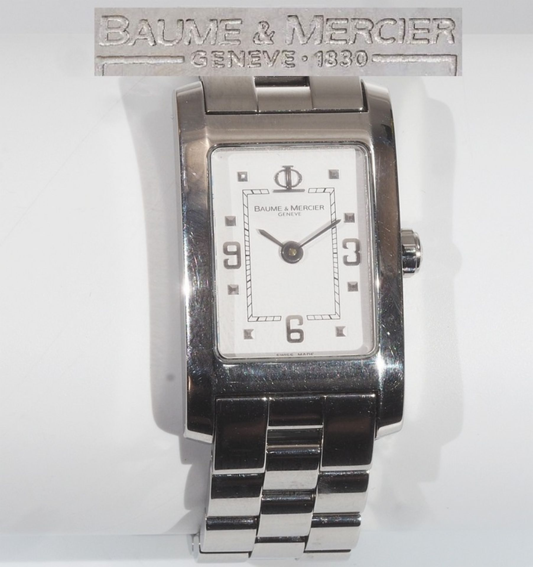 BAUME & MERCIER, Hampton-Lady-Armbanduhr. Edelstahl, Quarzwerk. Referenznummer 375 75 22 - 65433.