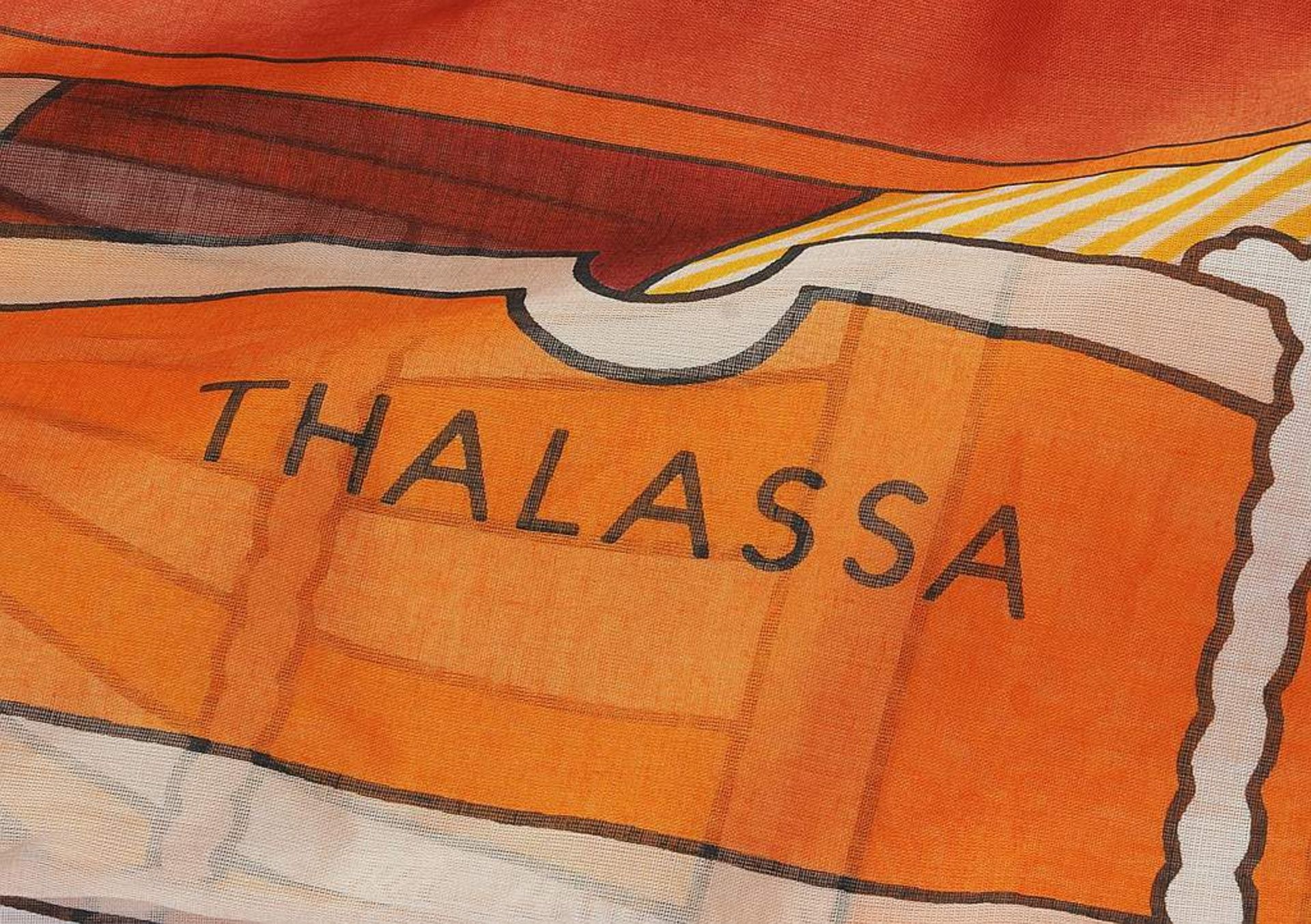 Moderne Tunika "Thalass", HERMÉS Paris. One Size, ungetragen. Graphisches Bootsmotiv in prächti - Bild 4 aus 8