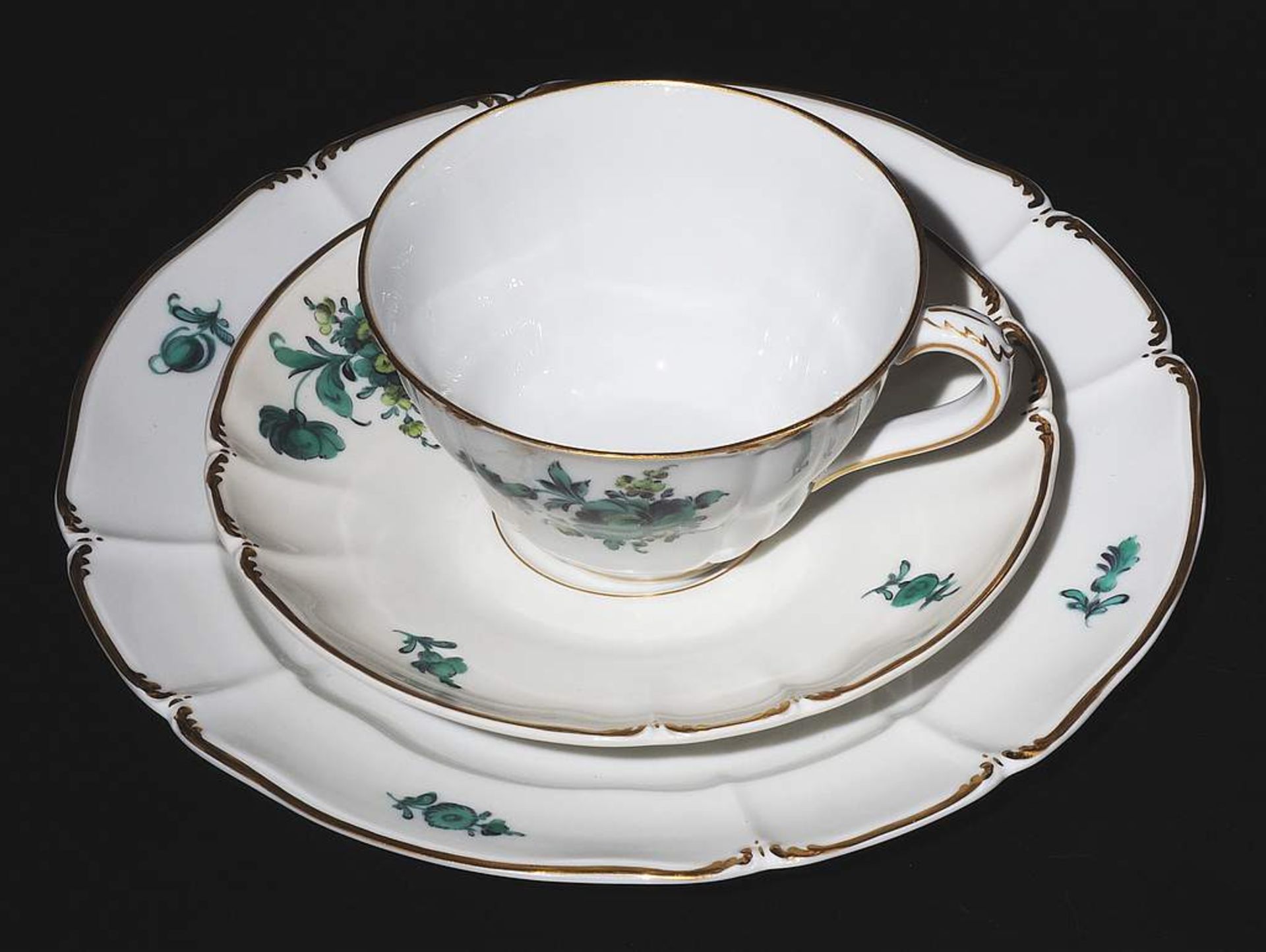 Kaffeeservice für sechs Personen. NYMPHENBURG um 1900. Form "Rokoko", Dekor 1713. Florale Camaie - Bild 6 aus 7