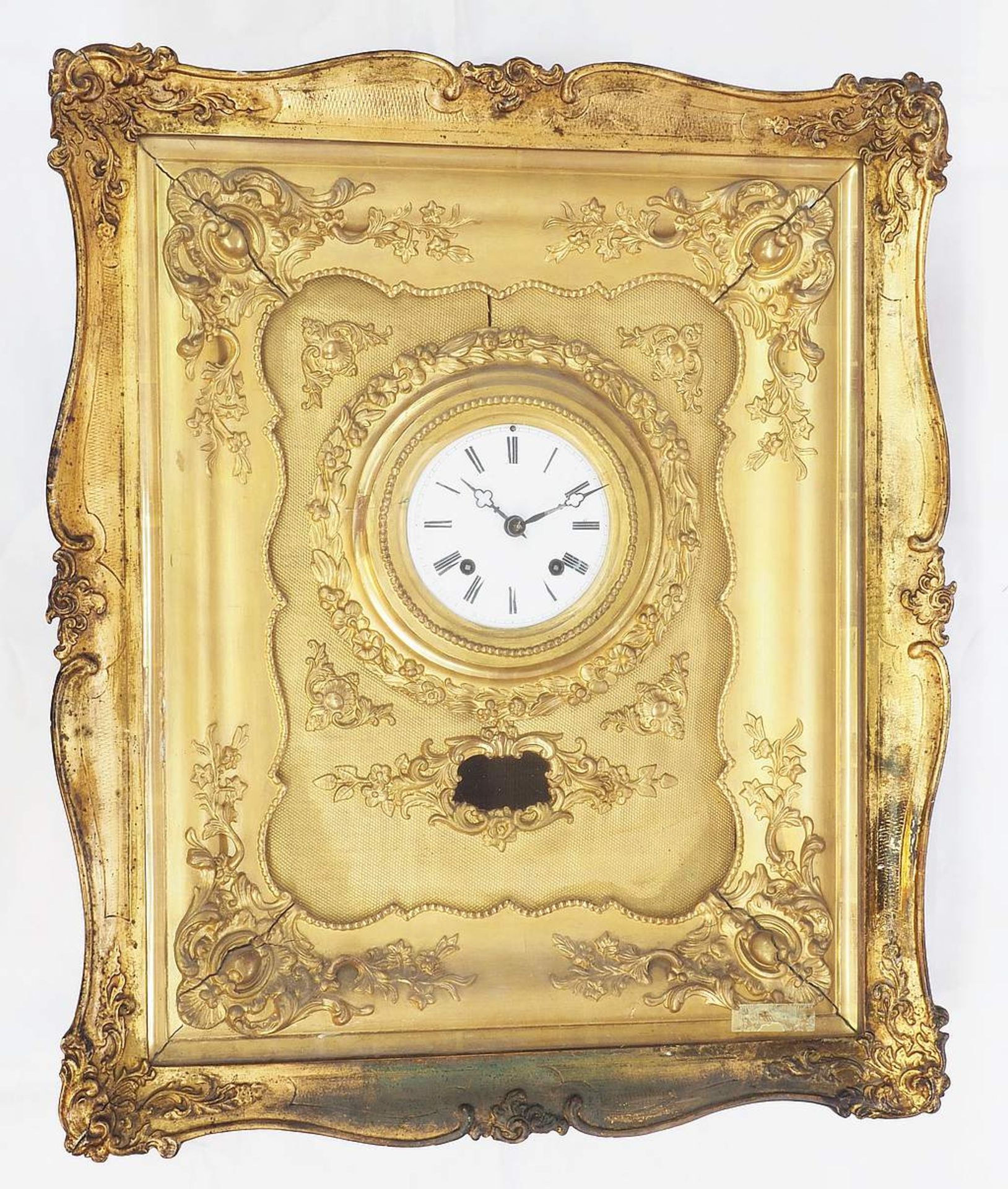 Wiener Kastenuhr. Österreich, 19. Jahrhundert. Verglaster Holzkasten, Schild vergoldet mit reichem - Bild 2 aus 5