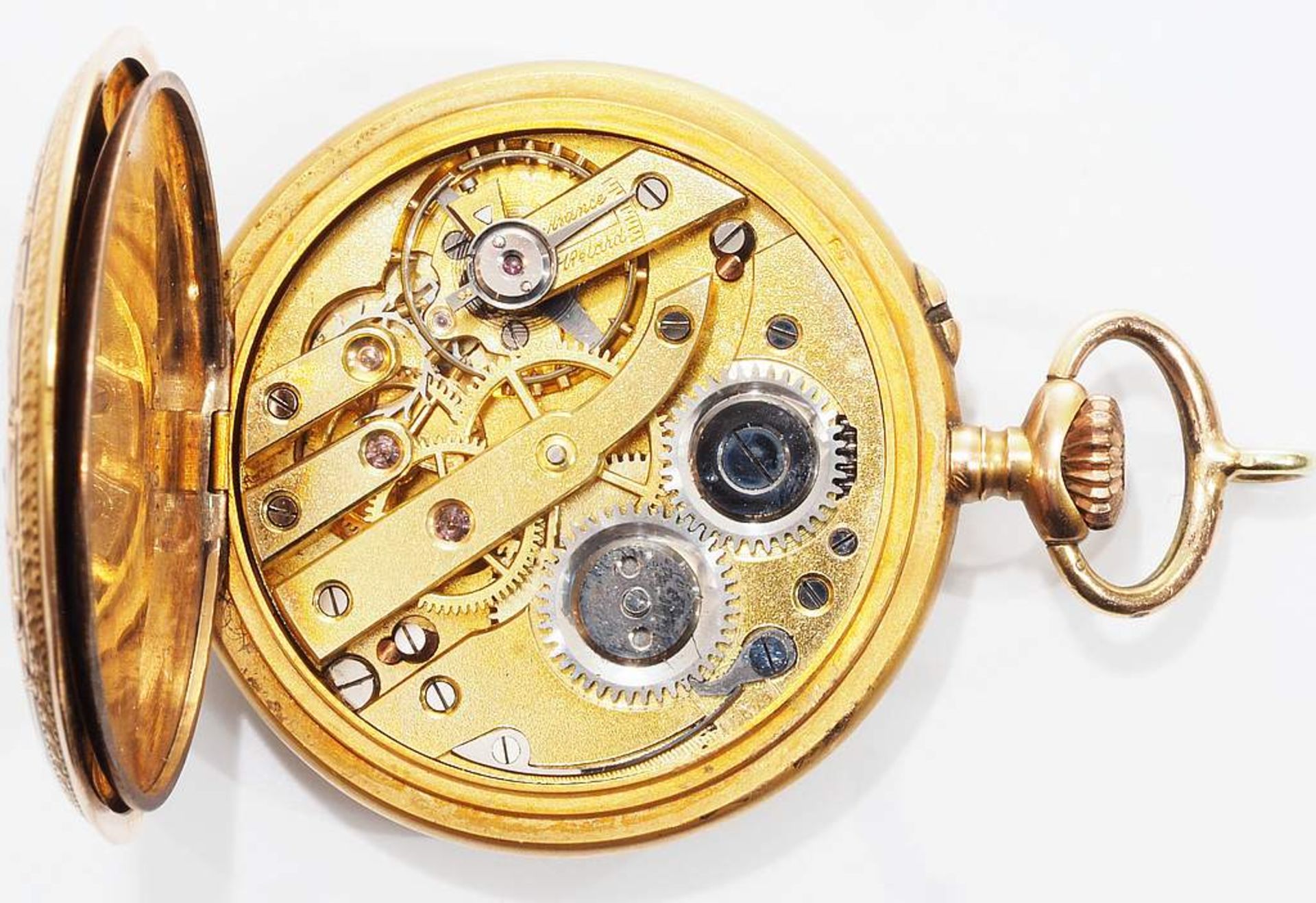 Damentaschenuhr Leuchs - Frankfurt a. M., 585er Gold, Staubdeckel unedel. Auf der Rückseite emaill - Bild 5 aus 6