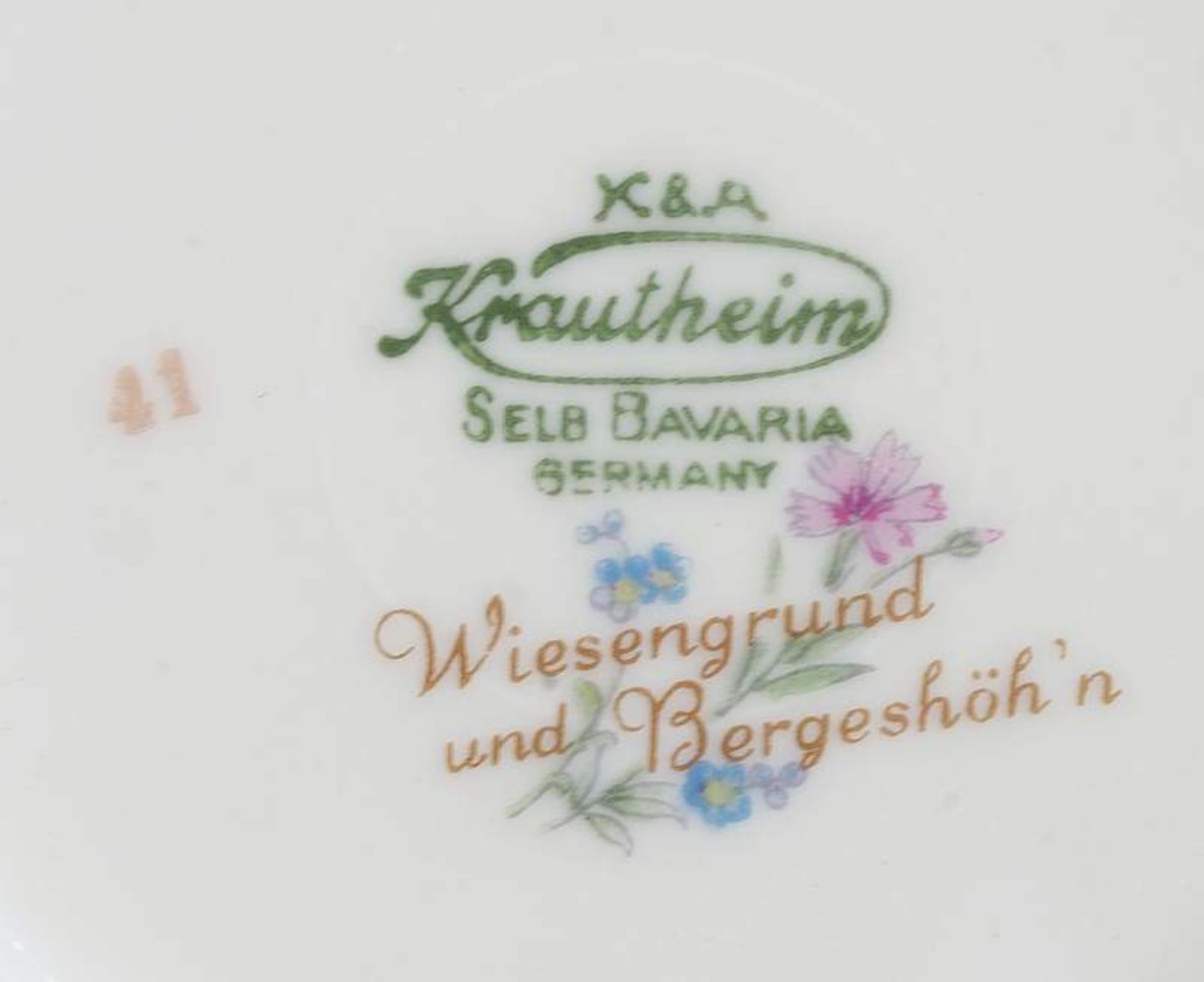 KRAUTHEIM Selb Bavaria Germany, grüne Marke seit 1910. Dekor: "Wiesengrund und Bergeshöh'n". Rei - Bild 5 aus 5