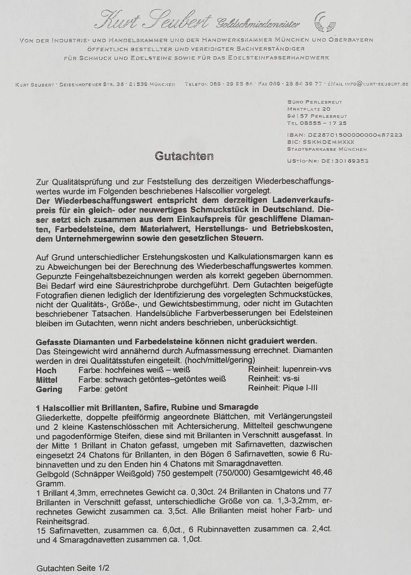 Prunkvolles Collier, in 750er Gelbgold gefertigte Gliederkette, Mittelteil besetzt mit 103 Brillan - Image 7 of 8