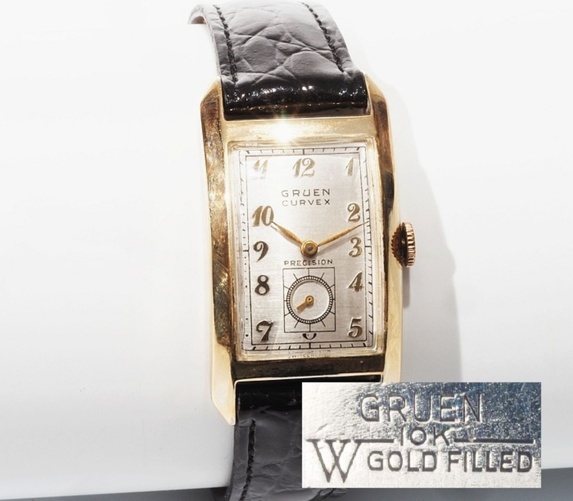 Armbanduhr (Unisex) von Gruen Curvex. "Vintage", Handaufzug, 10 K Gold filled (vergoldet). Hochre
