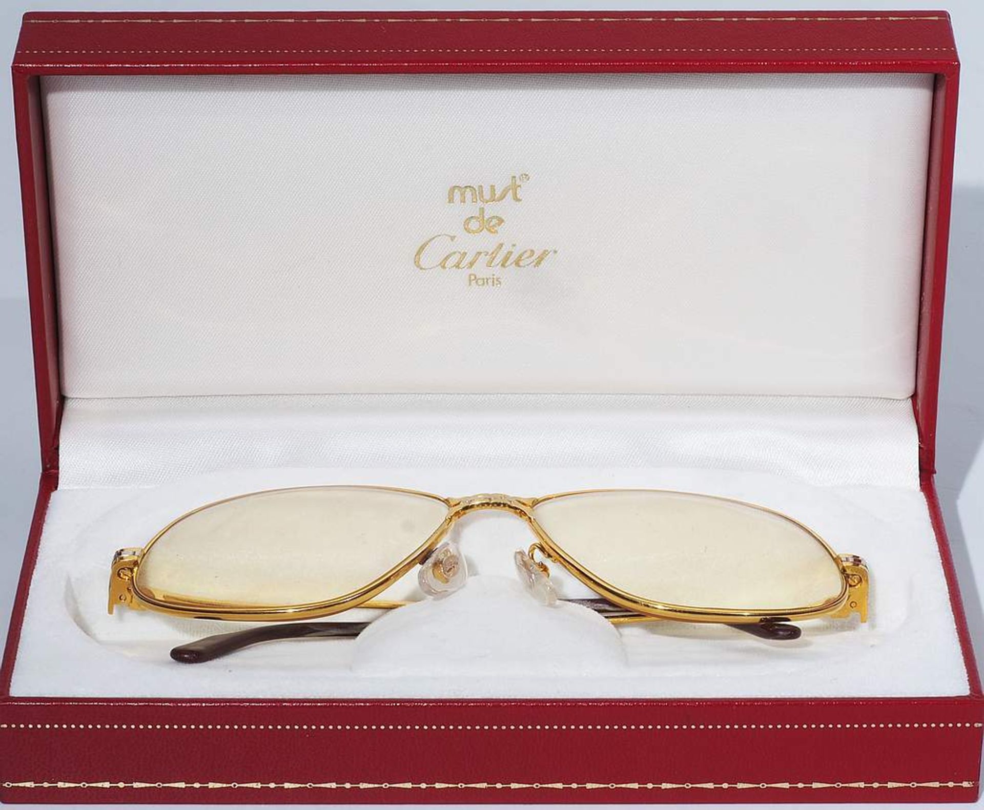 Original CARTIER-Brille, 56-14. Brillenfassung vergoldet. optische Gläser, Glasstärke sekundär ( - Image 4 of 6
