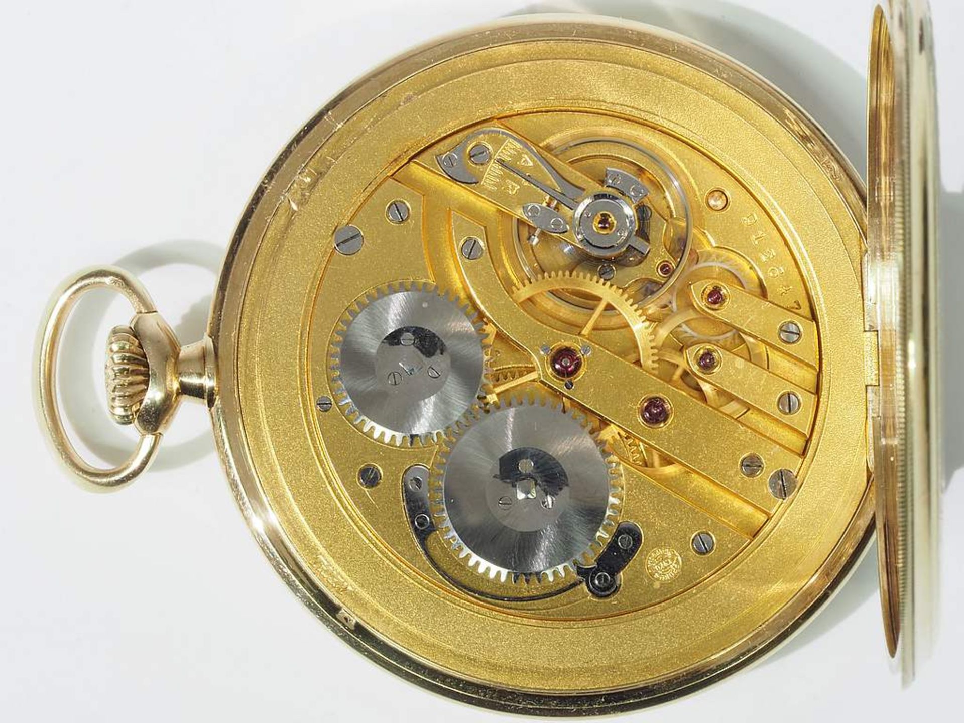 Offene Taschenuhr "IWC" International Watch Schaffhausen, 585er Gelbgold. Staubdeckel unedel. Goldf - Image 8 of 9