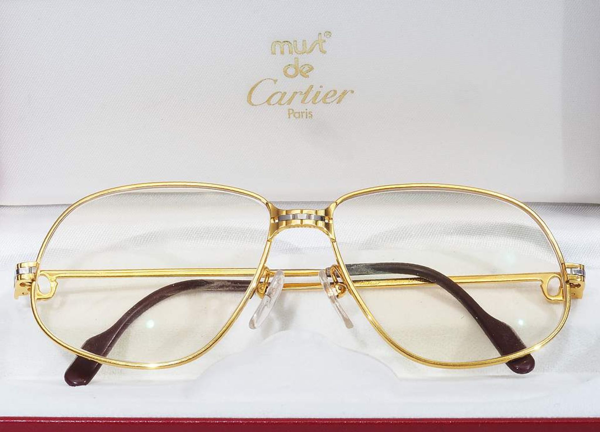 Original CARTIER-Brille, 56-14. Brillenfassung vergoldet. optische Gläser, Glasstärke sekundär ( - Image 2 of 6