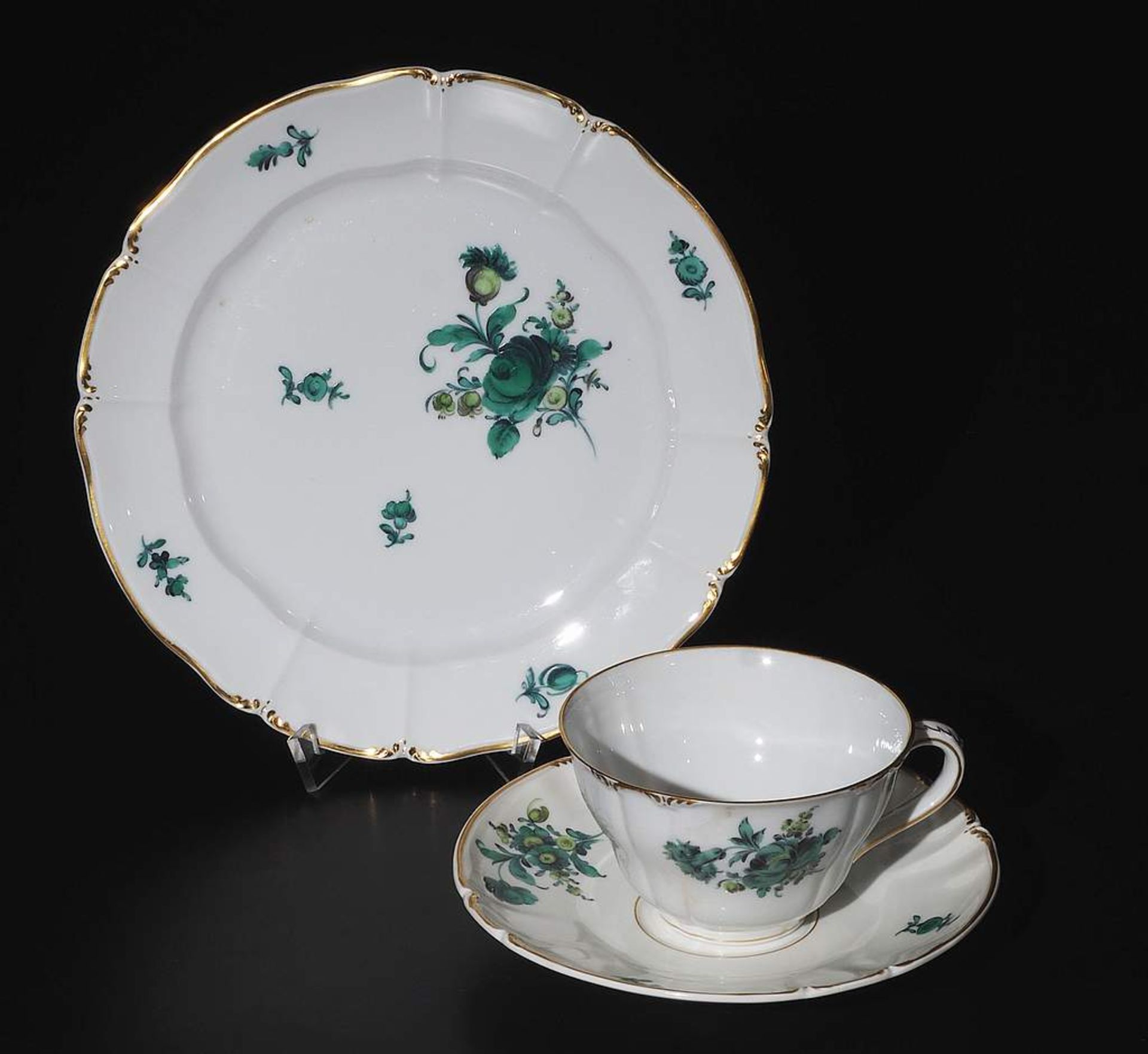 Kaffeeservice für sechs Personen. NYMPHENBURG um 1900. Form "Rokoko", Dekor 1713. Florale Camaie - Bild 5 aus 7