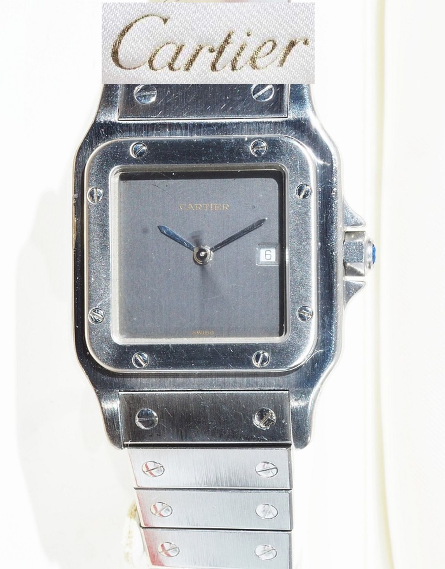 Herrenarmbanduhr CARTIER Santos Galbée Edelstahl Automatik. Referenznummer: 2960 16792. Silbern