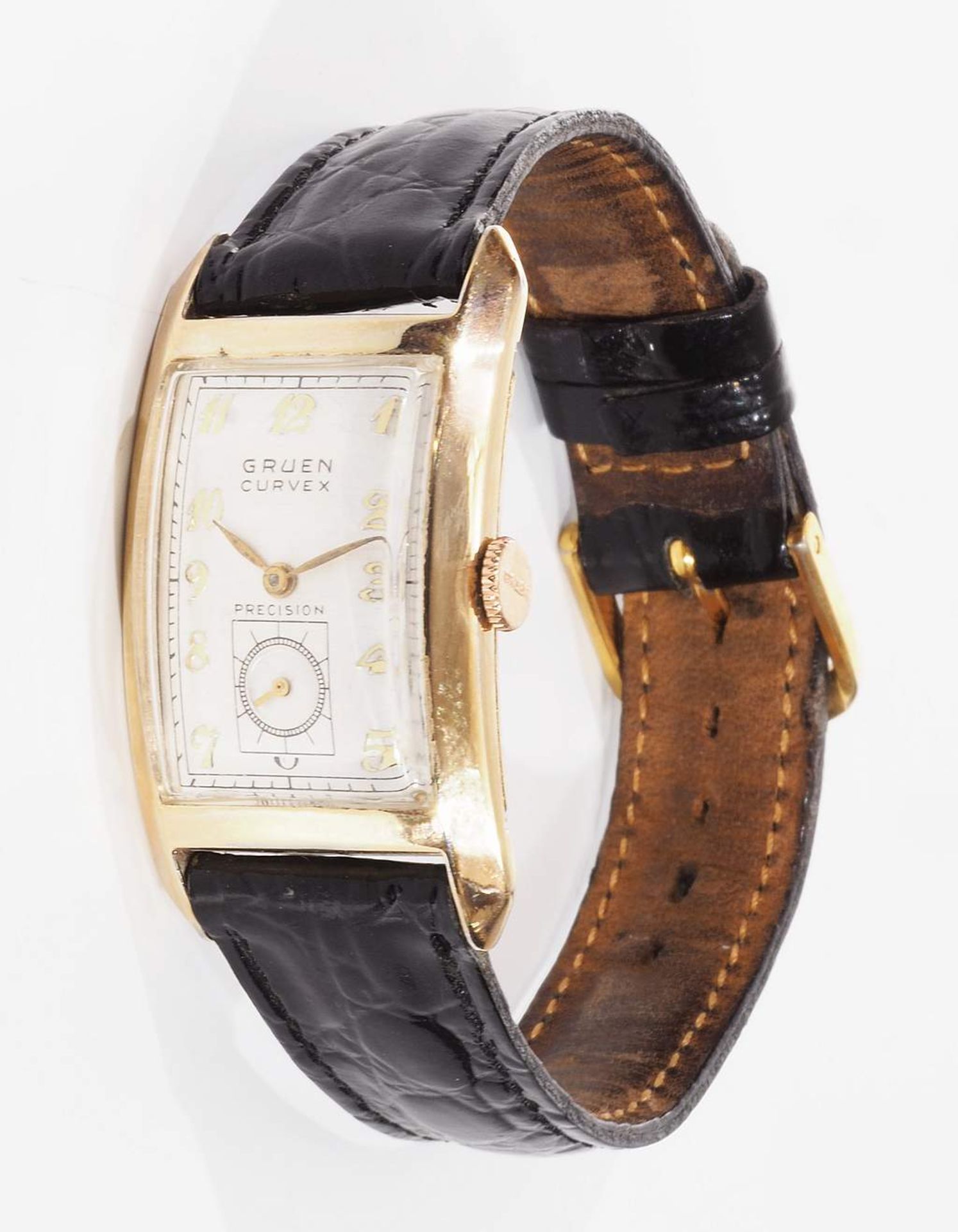 Armbanduhr (Unisex) von Gruen Curvex. "Vintage", Handaufzug, 10 K Gold filled (vergoldet). Hochre - Bild 3 aus 6