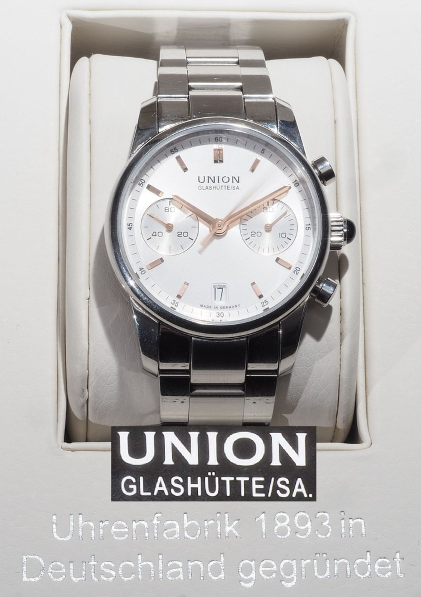 Herren-Armbanduhr Chronograph UNION GLASHÜTTE aus der Kollektion Seris. Gehäuse Nummer D004.227