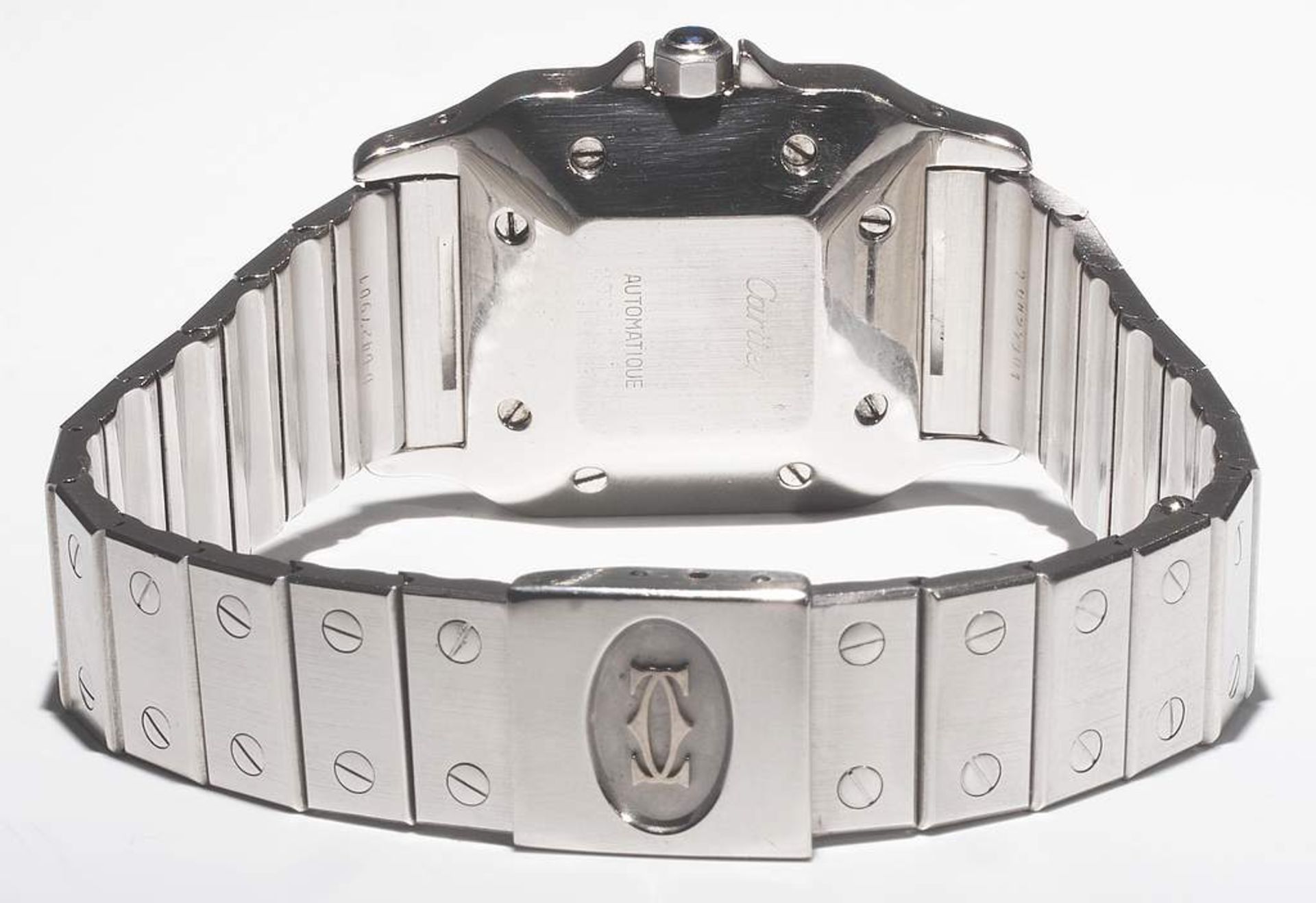 Herrenarmbanduhr CARTIER Santos Galbée Edelstahl Automatik. Referenznummer: 2960 16792. Silbern - Bild 7 aus 8