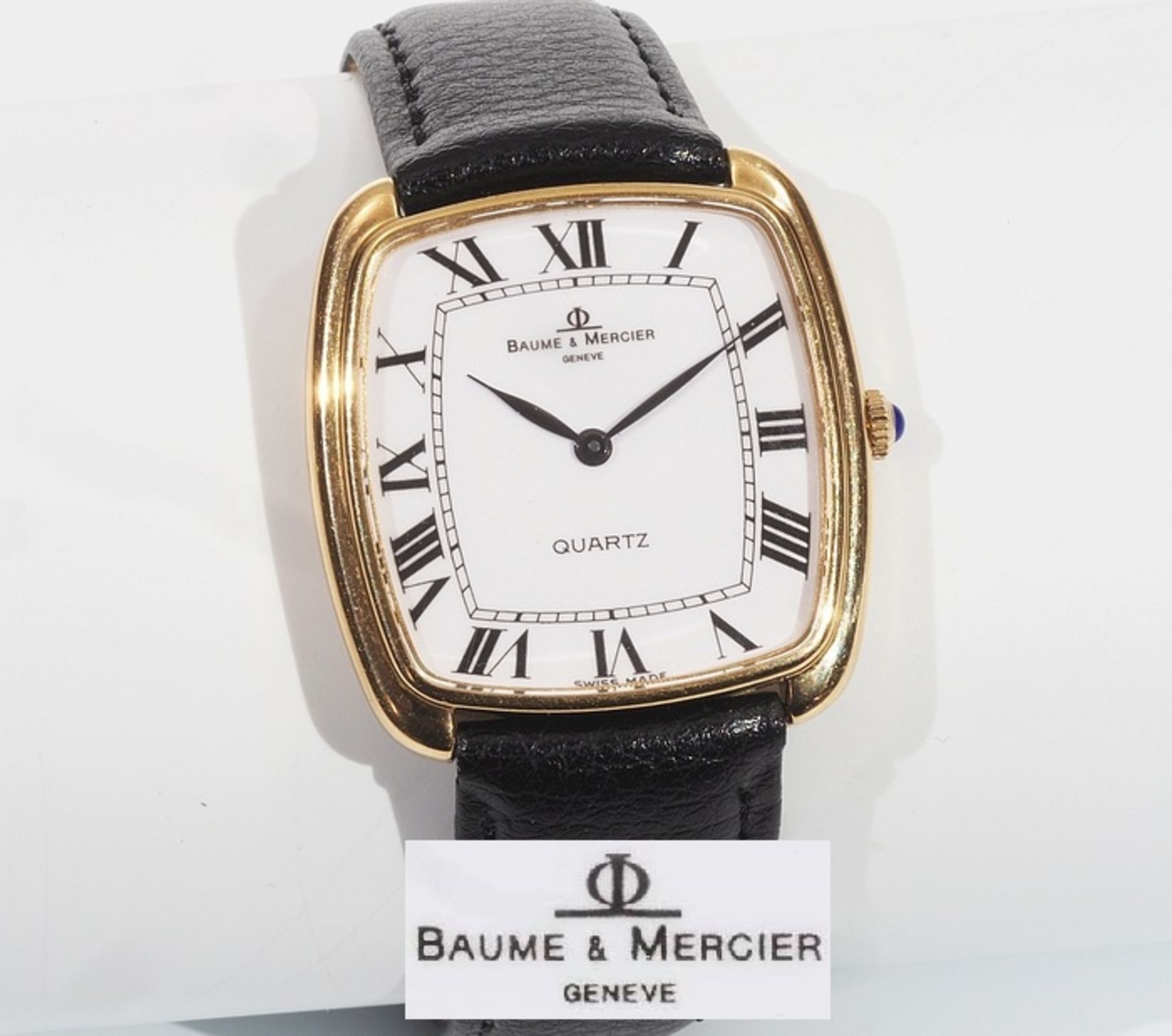 Herren-Armbanduhr BAUME & MERCIER, 750er Gelbgold. Referenznummer 109 2624- 47213. Quarzwerk, wei