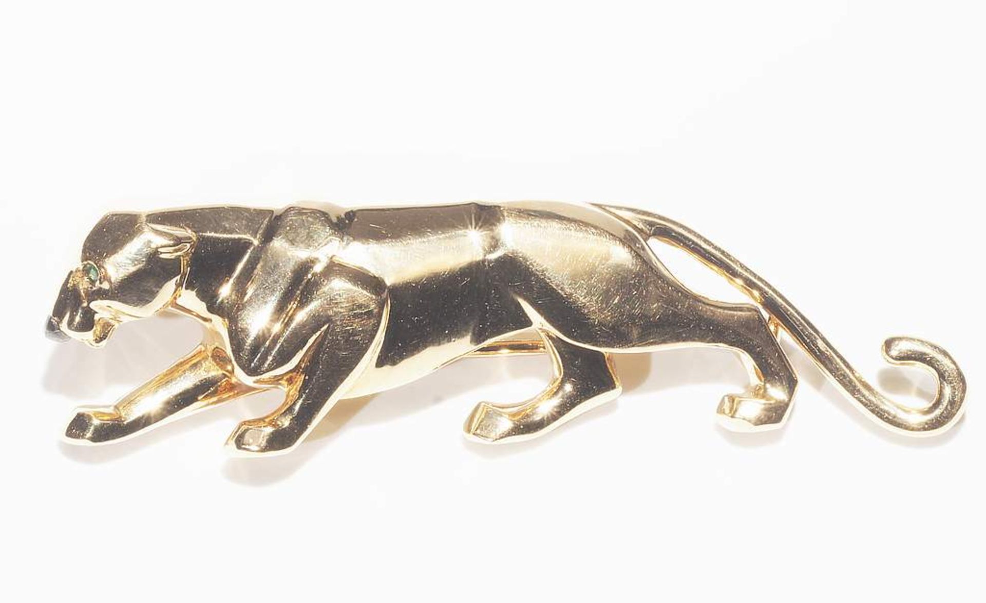 Vintage Brosche "Panther", CARTIER, signiert, Referenznummer 648653. 750er Gelbgold, schwarze Nase - Image 2 of 5