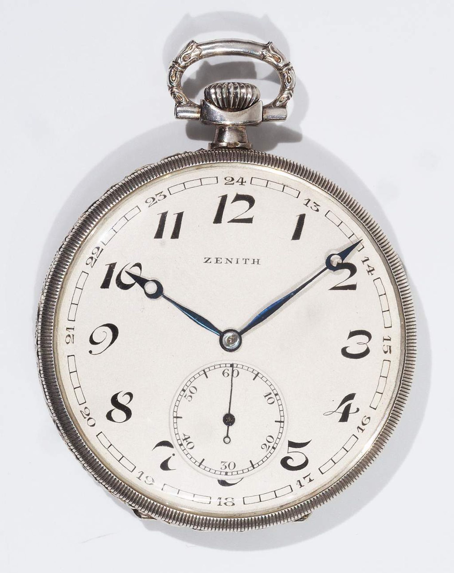 Taschenuhr "Zenith", gepunzt Silber 875/84. Zifferblatt mit arabischen Zahlen, kleine Sekunde. - Bild 2 aus 7