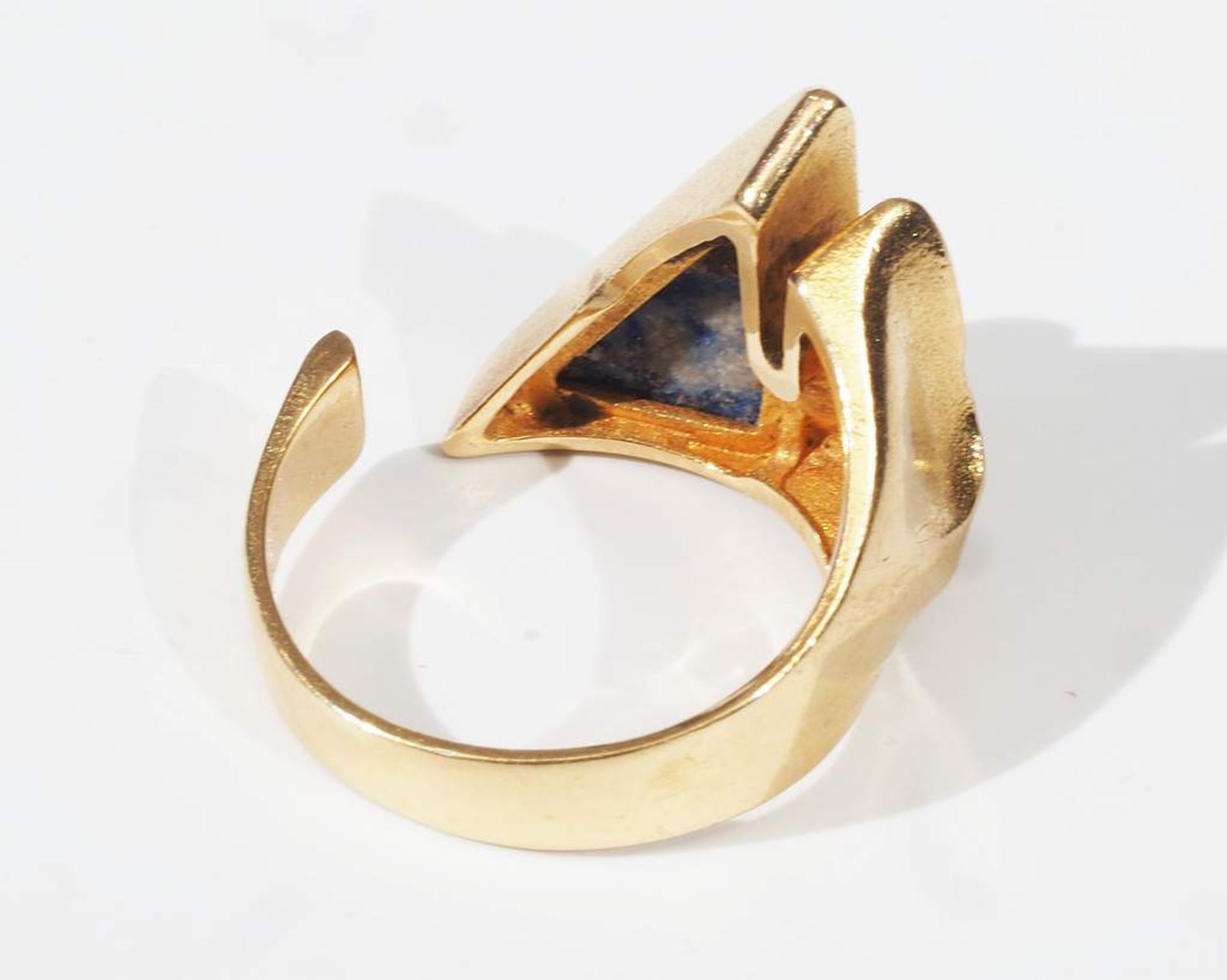 Designer Ring mit Lapis Lazuli und Diamant. 750er Gelbgold, innen gepunzt Lapponia mit Dreizack, Ja - Image 5 of 8