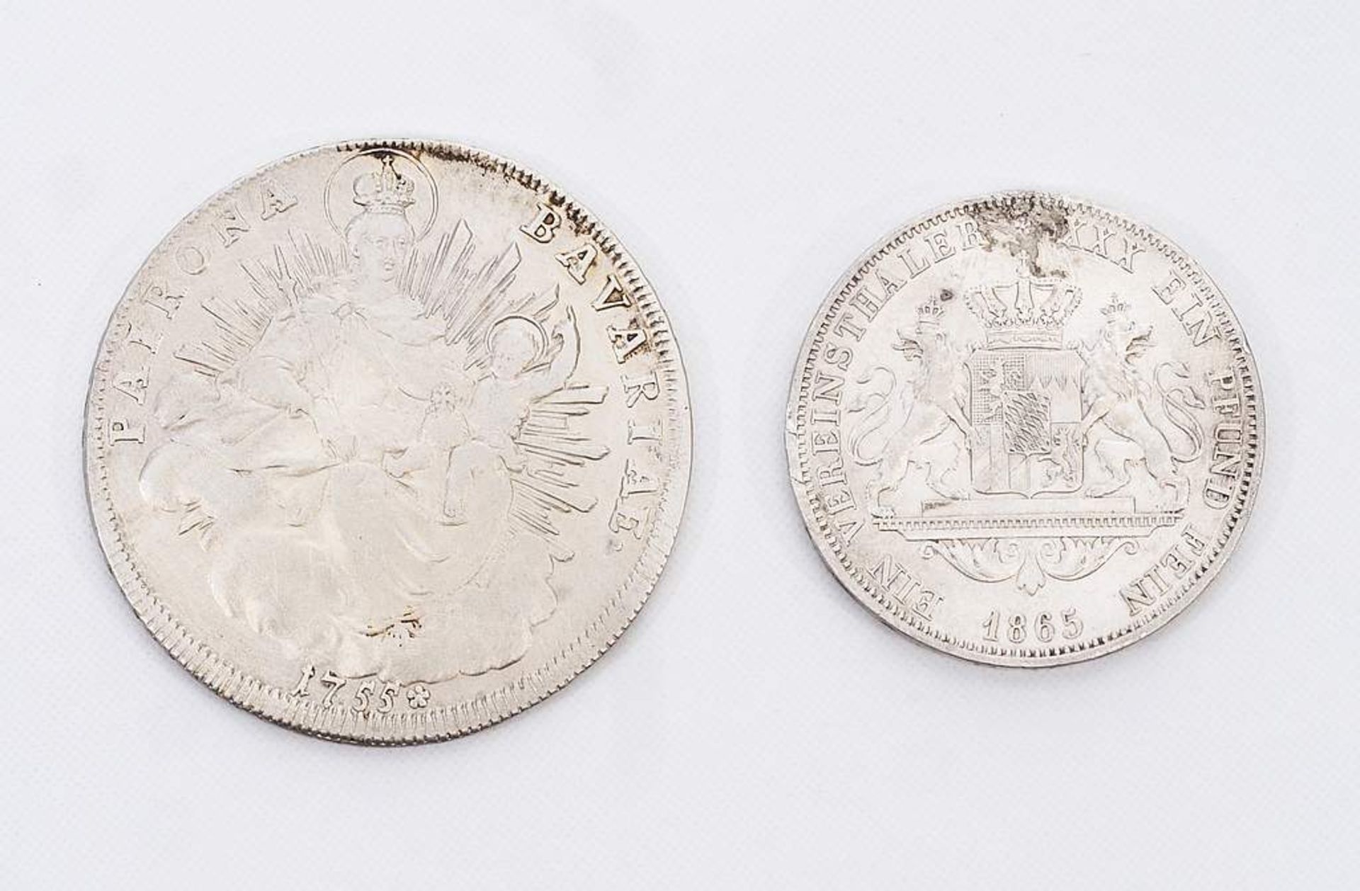 Lot: 1) Bayern, Herzogtum, Maximilian III. Joseph, Madonnentaler 1755, ss. und 2) Bayern Vereinstal - Image 3 of 3