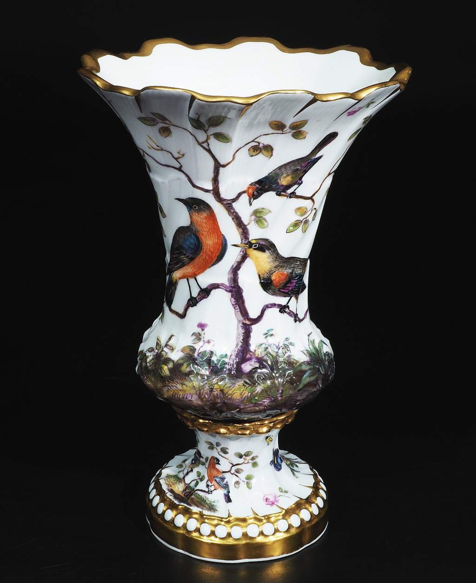 Prunkvase "Paradiesvögel auf Landschaftsinsel", MEISSEN, Marke 1860 - 1923, 1. Wahl. - Image 2 of 7