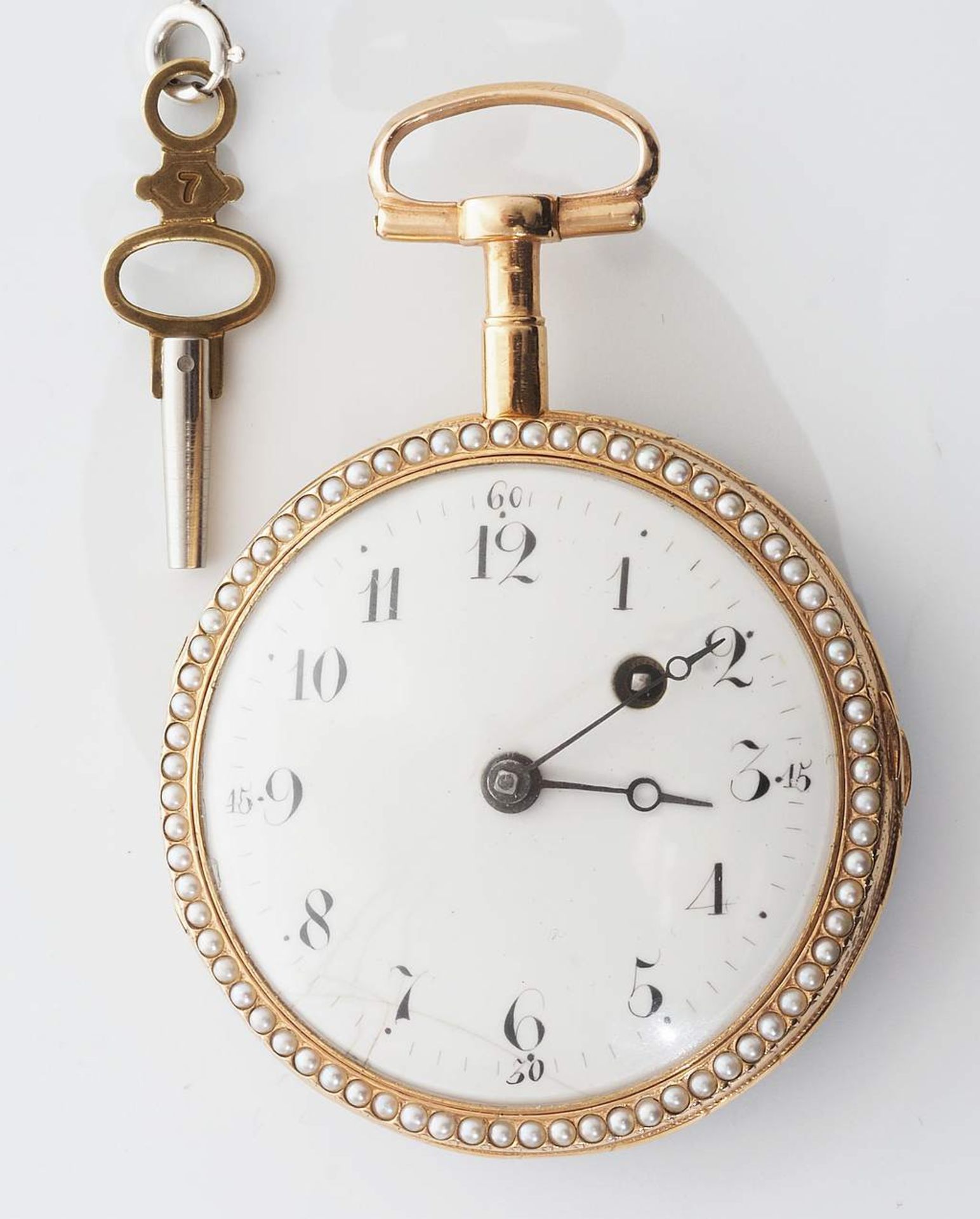 Vergoldete Spindel-Taschenuhr von Ed. Leton, um 1800 - Image 2 of 6