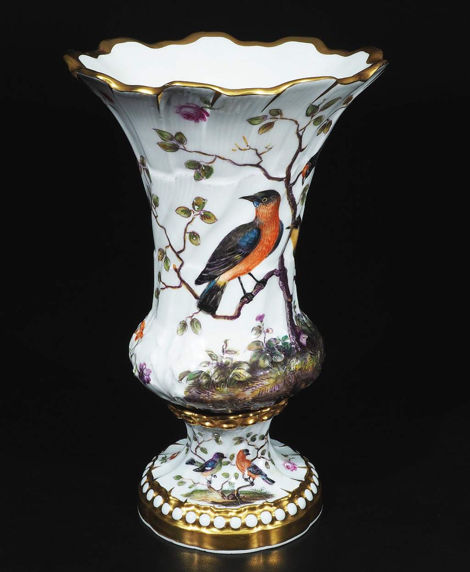 Prunkvase "Paradiesvögel auf Landschaftsinsel", MEISSEN, Marke 1860 - 1923, 1. Wahl. - Image 3 of 7