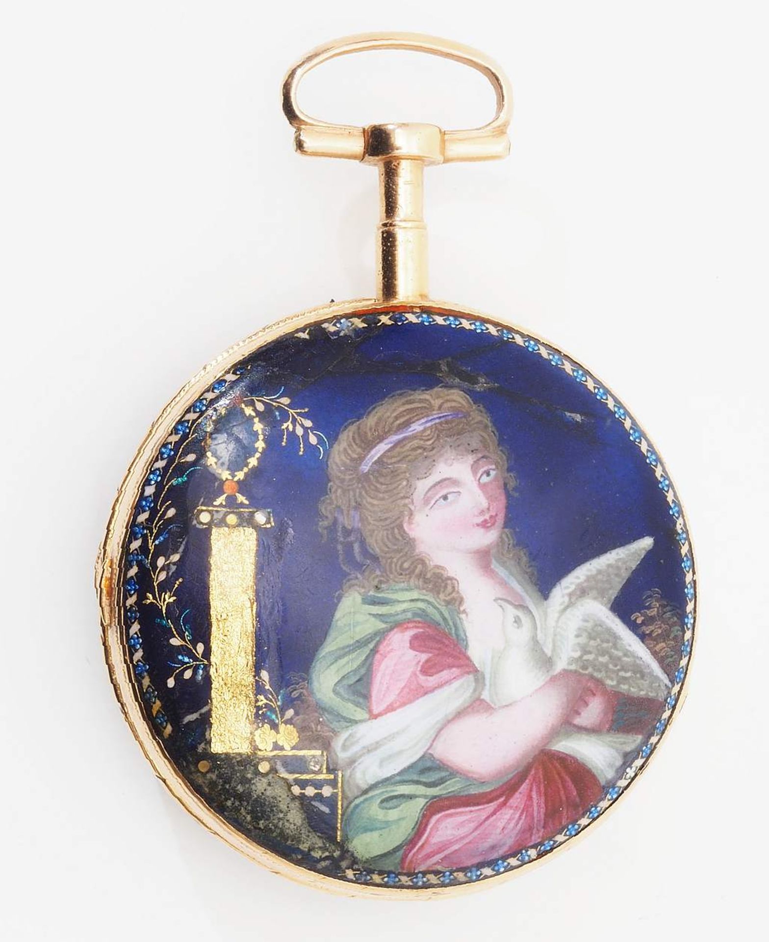 Vergoldete Spindel-Taschenuhr von Ed. Leton, um 1800 - Image 4 of 6