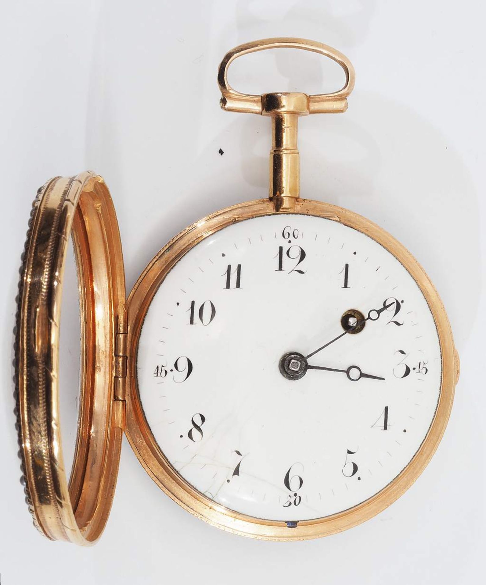 Vergoldete Spindel-Taschenuhr von Ed. Leton, um 1800 - Image 3 of 6