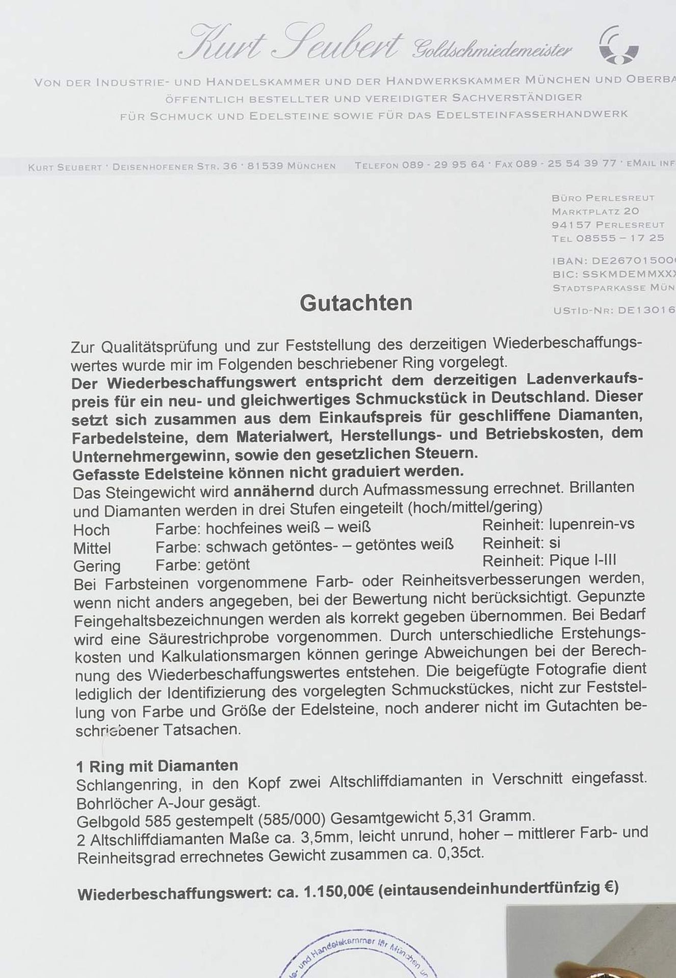 Schlangenring, 585er Gelbgold, besetzt mit zwei Diamanten im Altschliff. - Image 7 of 7