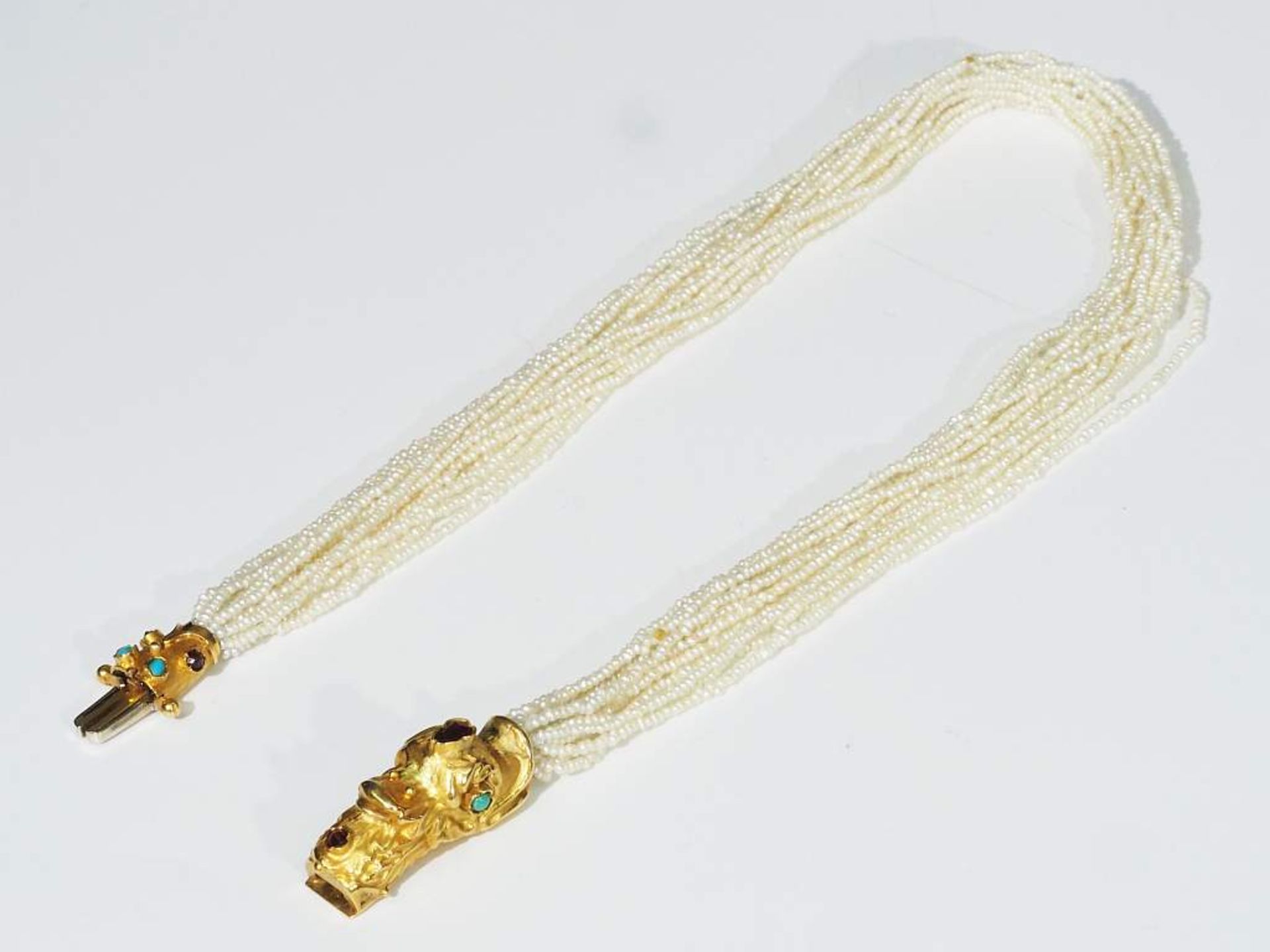 Collier mit echten Saatperlen mit Schmuckverschluß "Delphinkopf". - Image 6 of 7