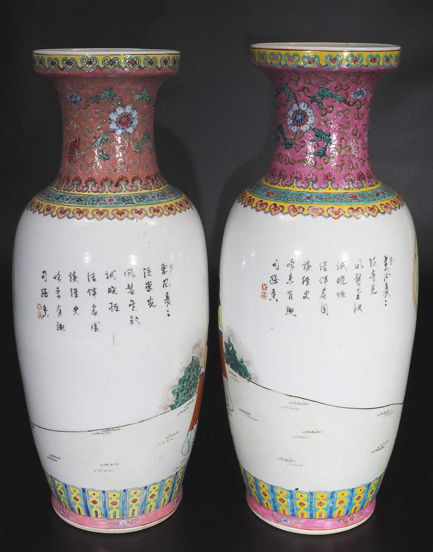 Paar kleine Palastvasen im Stil der Famille Rosé-Vasen - Bild 5 aus 7
