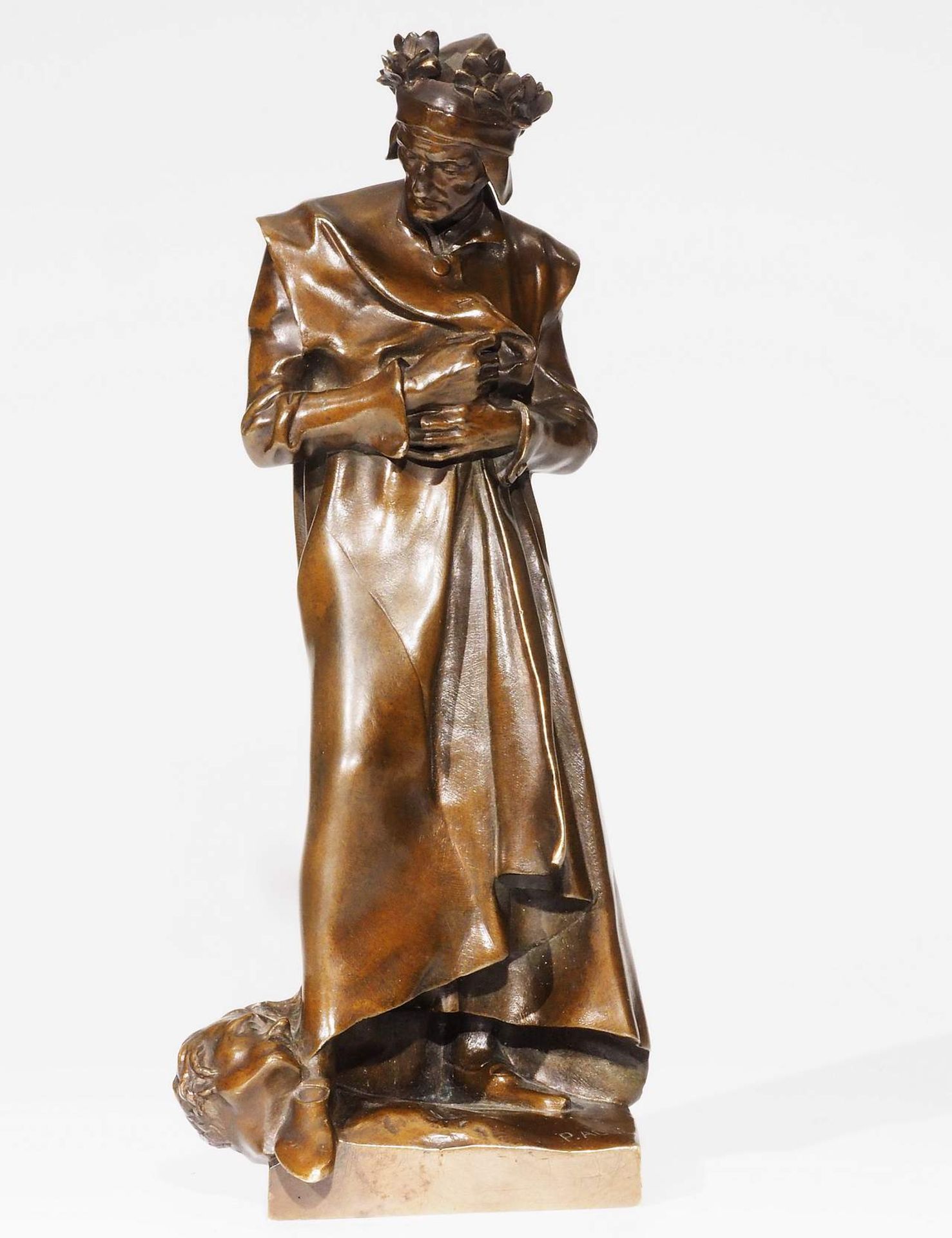 AUBÉ, Jean Paul. Bronzestatue "Dante", Frankreich, Anfang 20. Jahrhundert. - Image 2 of 11