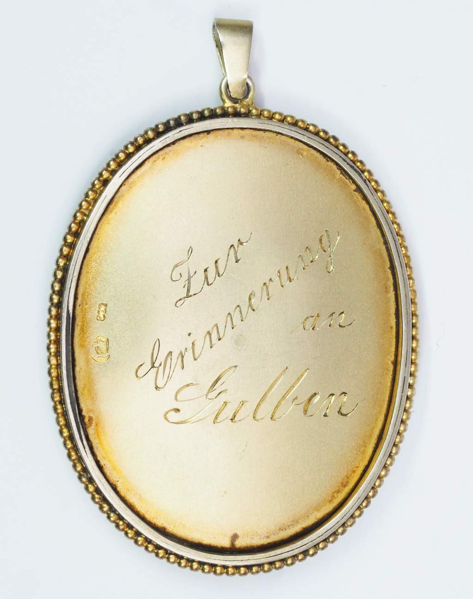 Medaillon, um 1900, 800er Silber, Halbmond, Krone, vergoldet - Bild 3 aus 5