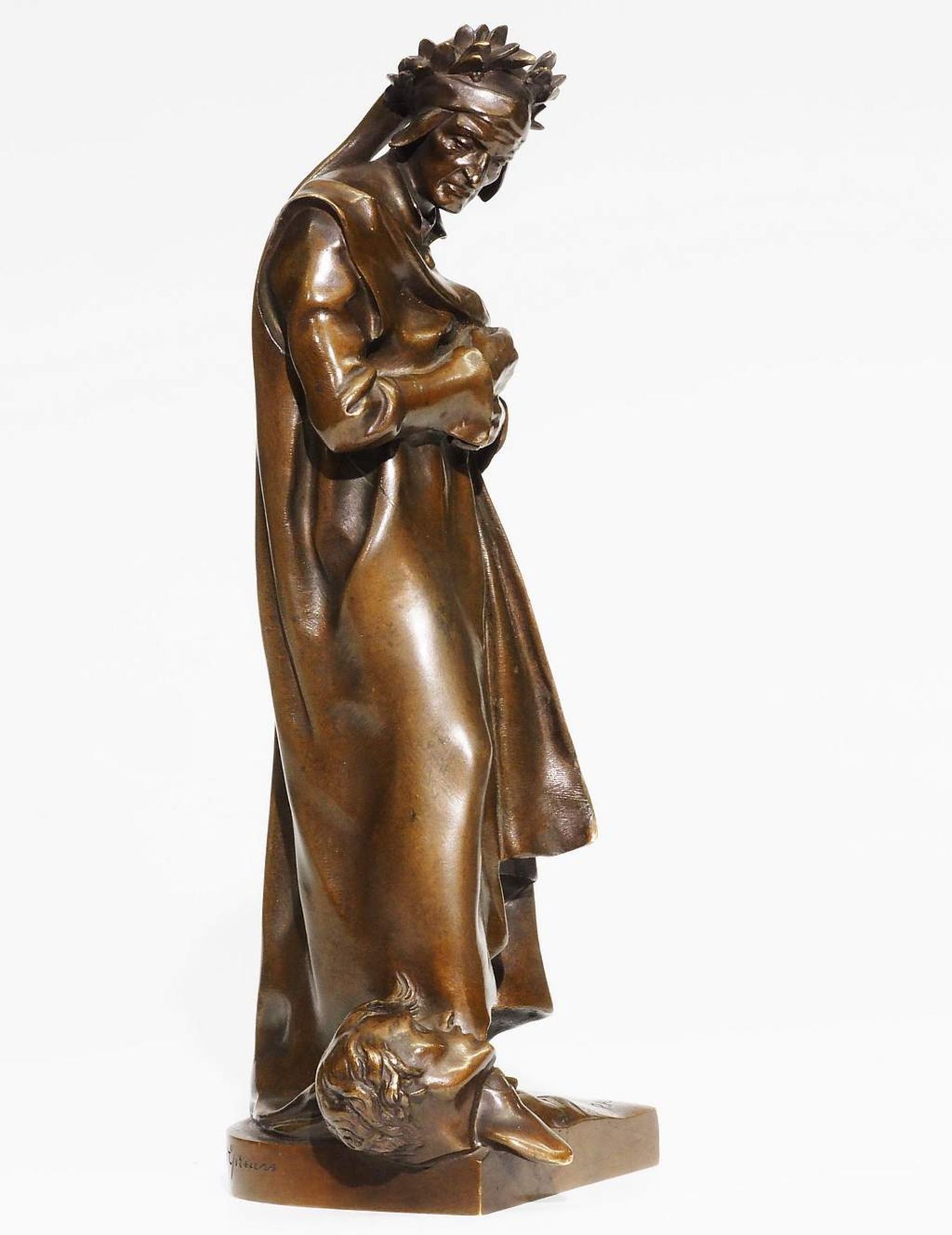 AUBÉ, Jean Paul. Bronzestatue "Dante", Frankreich, Anfang 20. Jahrhundert. - Image 4 of 11