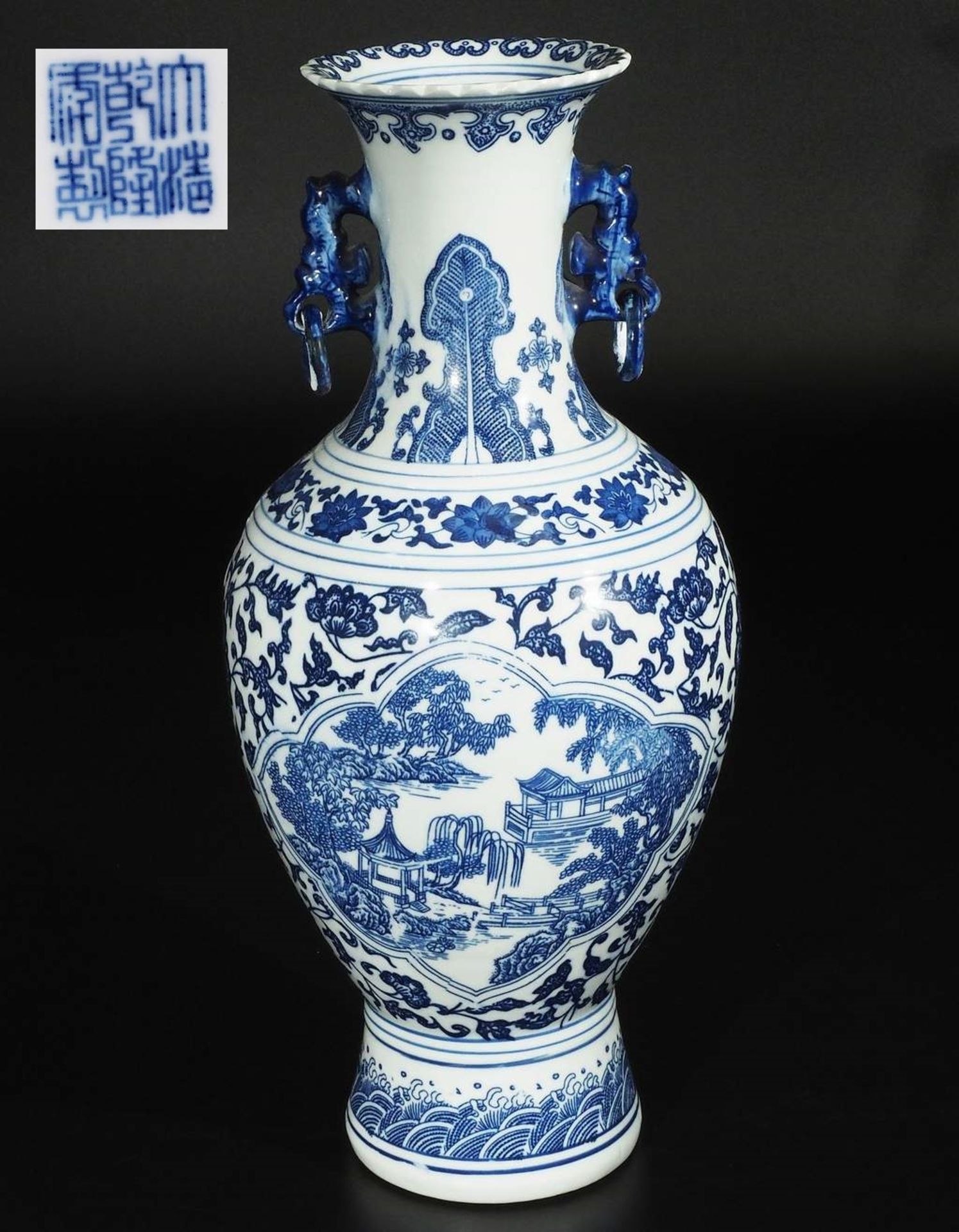 Blau-weiße Vase, China.