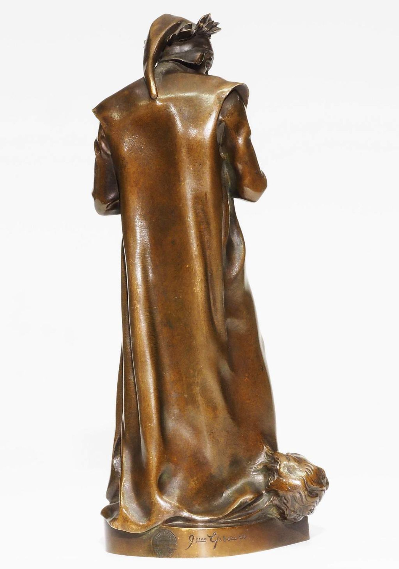 AUBÉ, Jean Paul. Bronzestatue "Dante", Frankreich, Anfang 20. Jahrhundert. - Image 5 of 11
