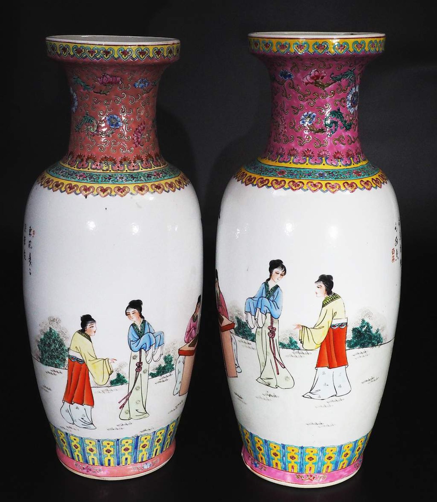 Paar kleine Palastvasen im Stil der Famille Rosé-Vasen - Image 4 of 7