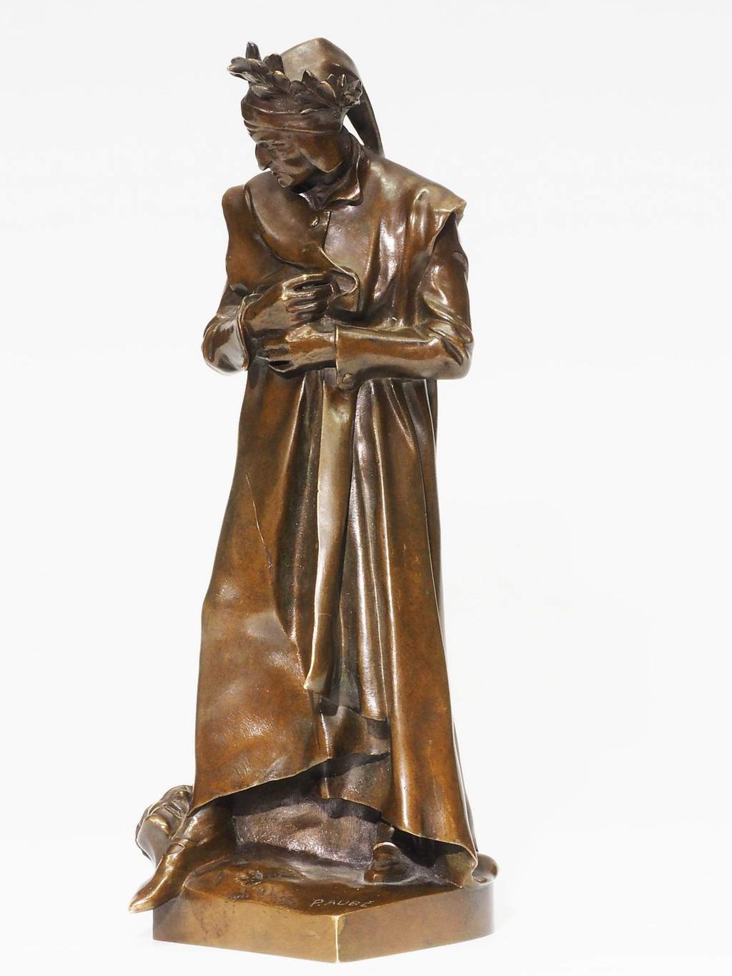 AUBÉ, Jean Paul. Bronzestatue "Dante", Frankreich, Anfang 20. Jahrhundert. - Image 7 of 11