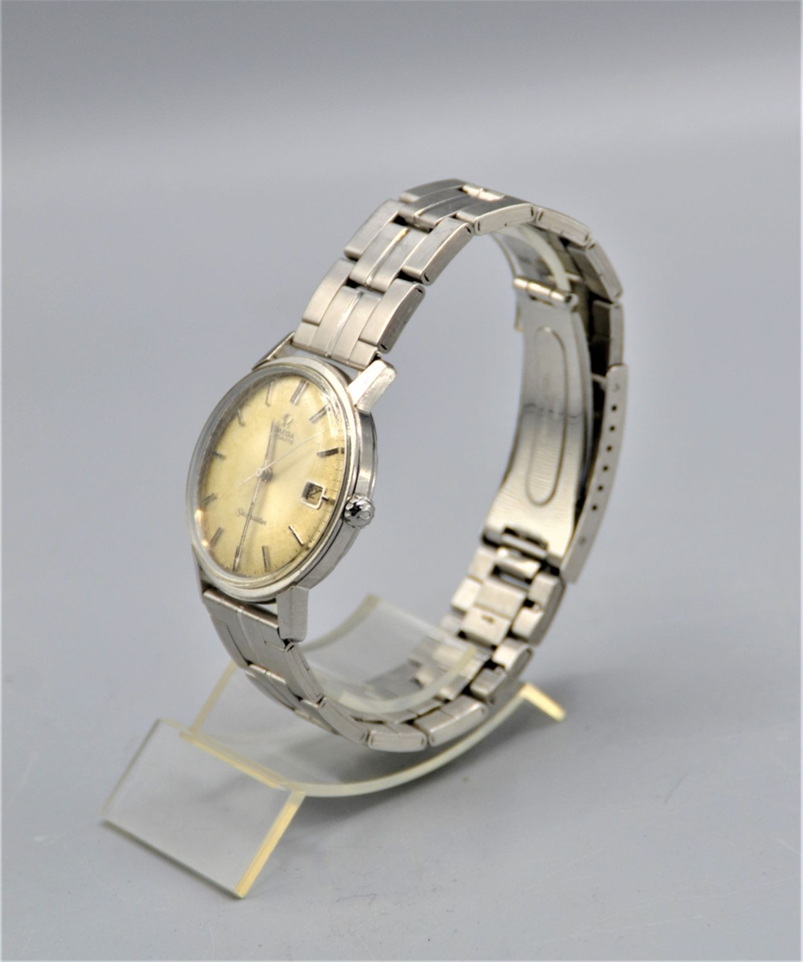 Omega Automatic Seamaster Herrenuhr 60er Jahre, Deckel rückseitig mit Datum und Monogramm graviert - Image 3 of 3