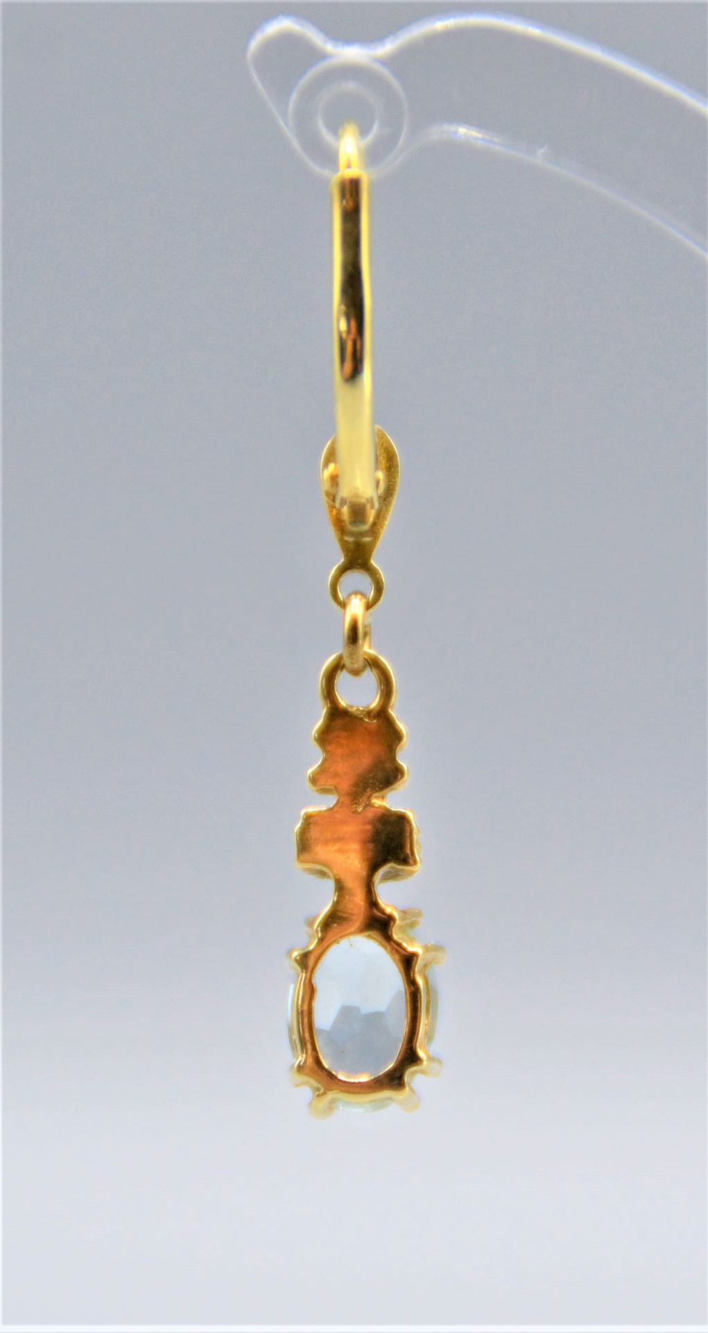 Ohrringe 585 Gold Aquamarin Diamant ca. 2,5cm Aquamarin ca. 7 x 5,2mm 3,2g - Image 3 of 3
