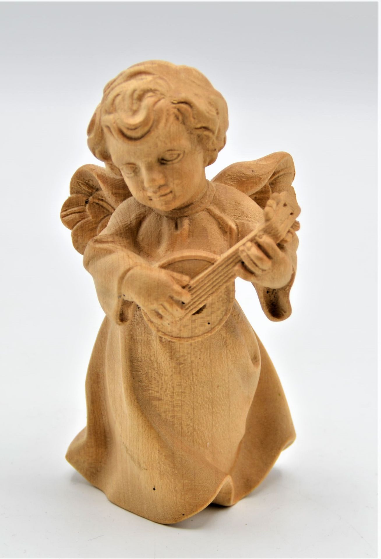 Schnitzfigur Engel mit Laute 10,5cm