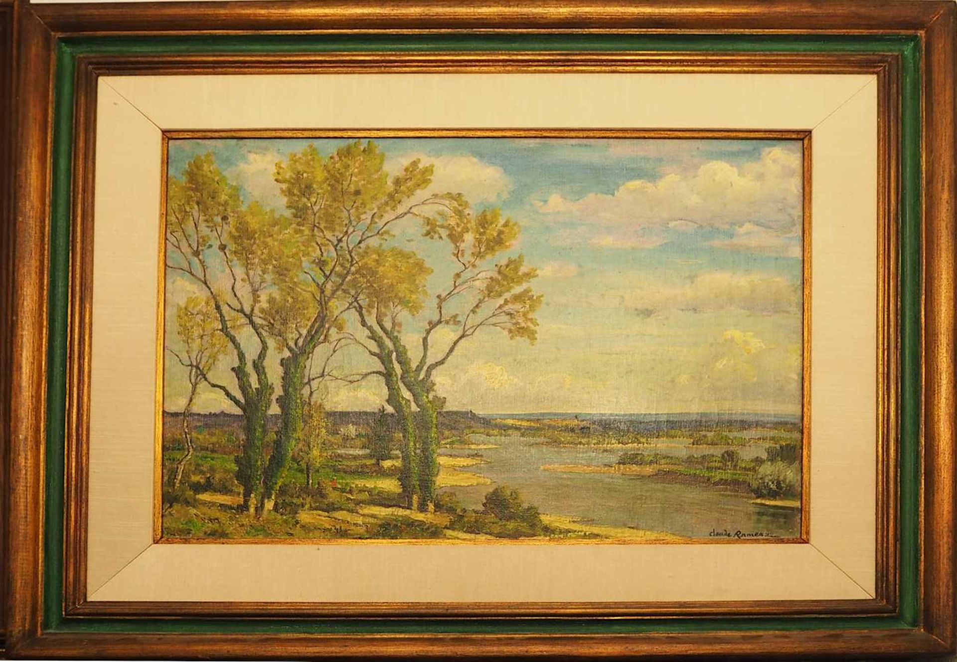 1Ölgemälde "Sommerliche Flußlandschaft" R.u. sign. Claude RAMEAU,(wohl 1876-1955), - Bild 3 aus 3