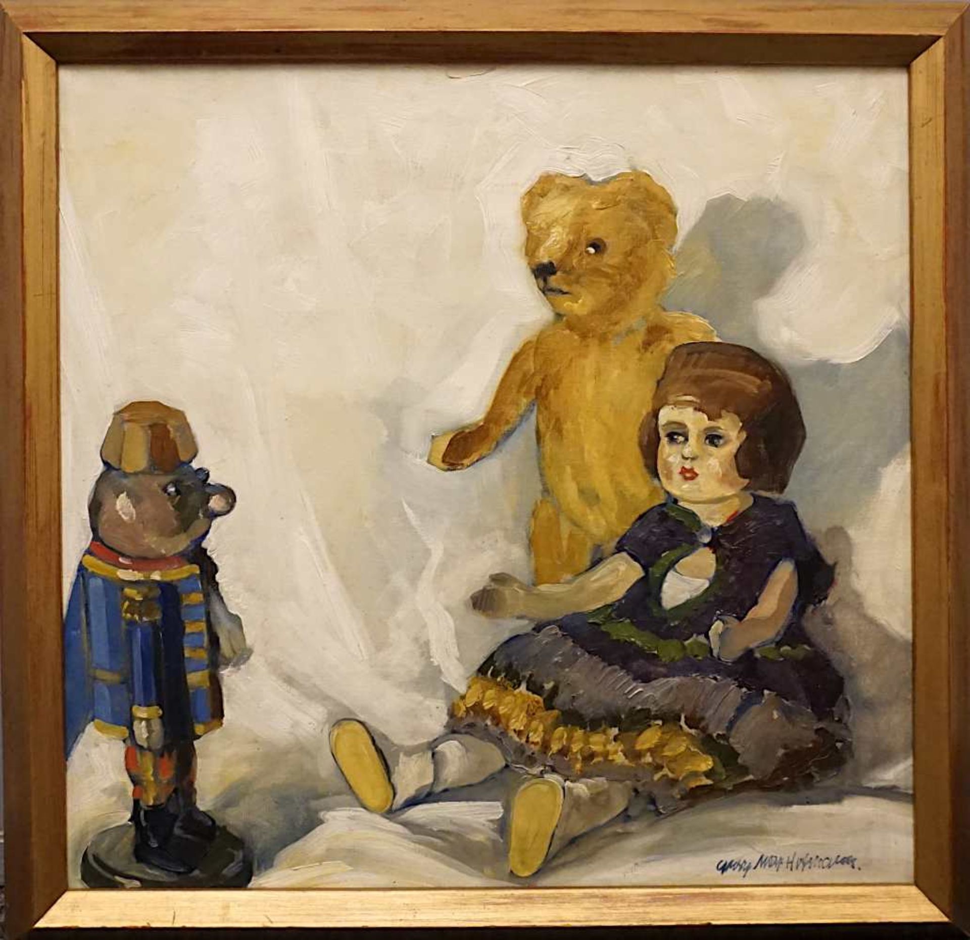 1 Ölgemälde "Im Kinderzimmer", R.u. sign. Georg Max HOFMANN,(wohl 1891-1955), Öl/Lw - Bild 2 aus 4