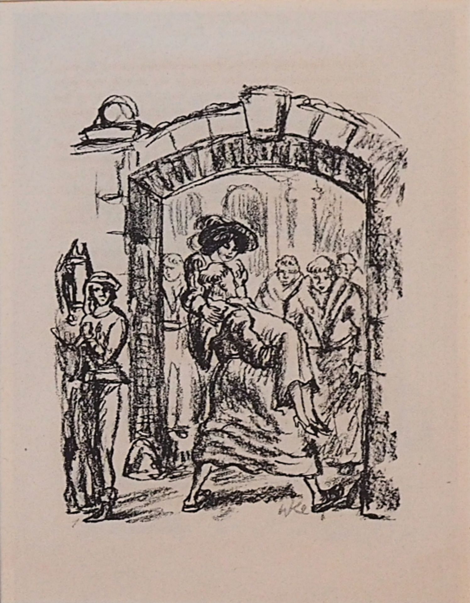 2 Lithografien "Hilfe bei der Arbeit" "Die Herzogin"Walter KLEMM (wohl 1883-1957), Asp - Bild 3 aus 3