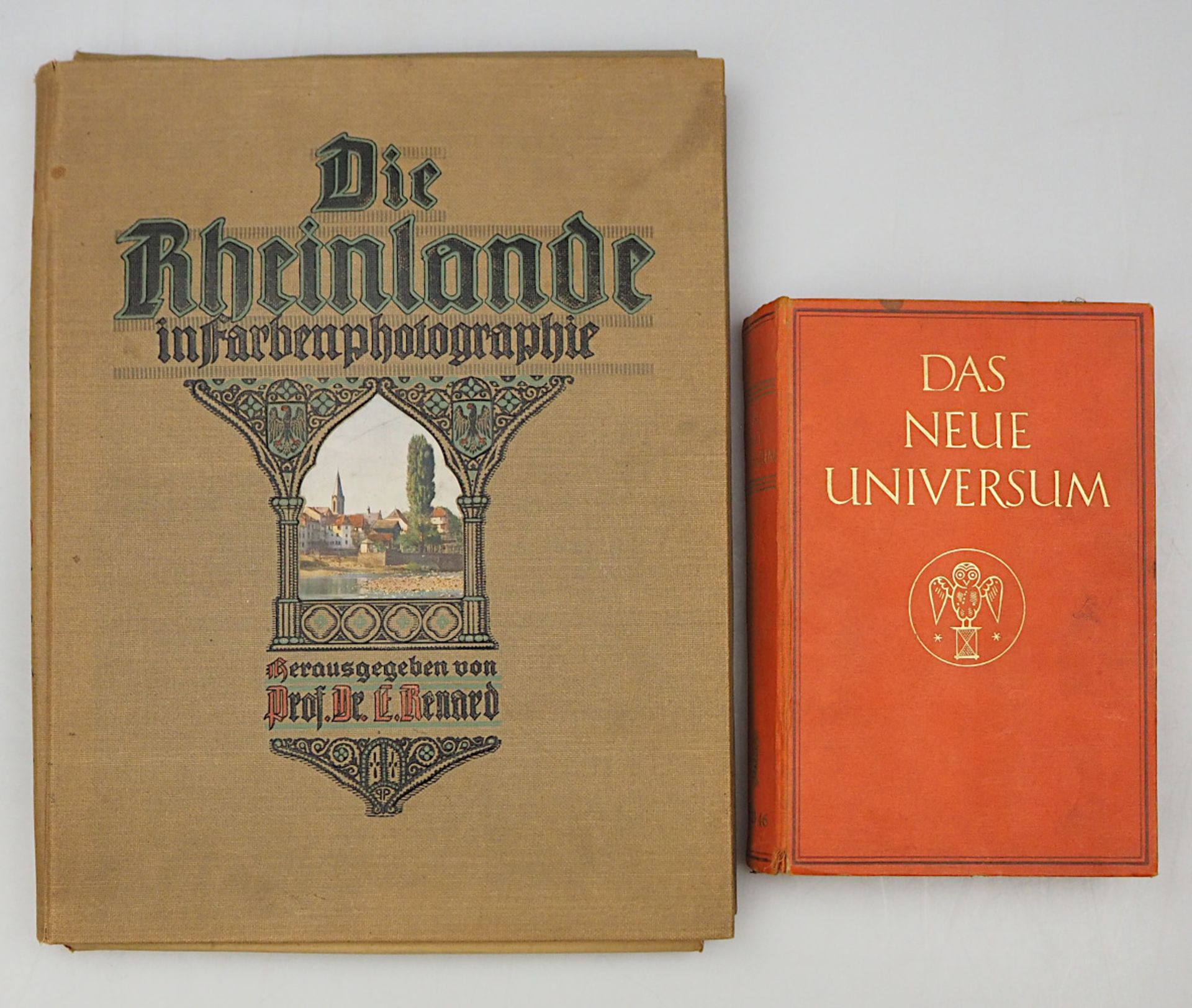 1 Konv. Bücher: "Die Rheinlande in Farbenphotographie", Köln 1922"Das Neue Universum