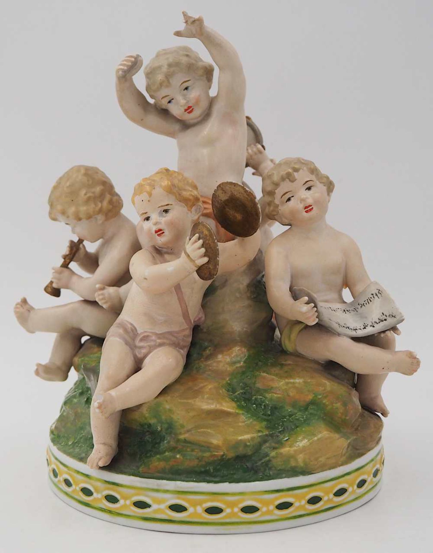 1 Figurengruppe Porzellan wohl Ernst BOHNE und Söhne Rudolstadt, Thüringen, "Musizierende Putt