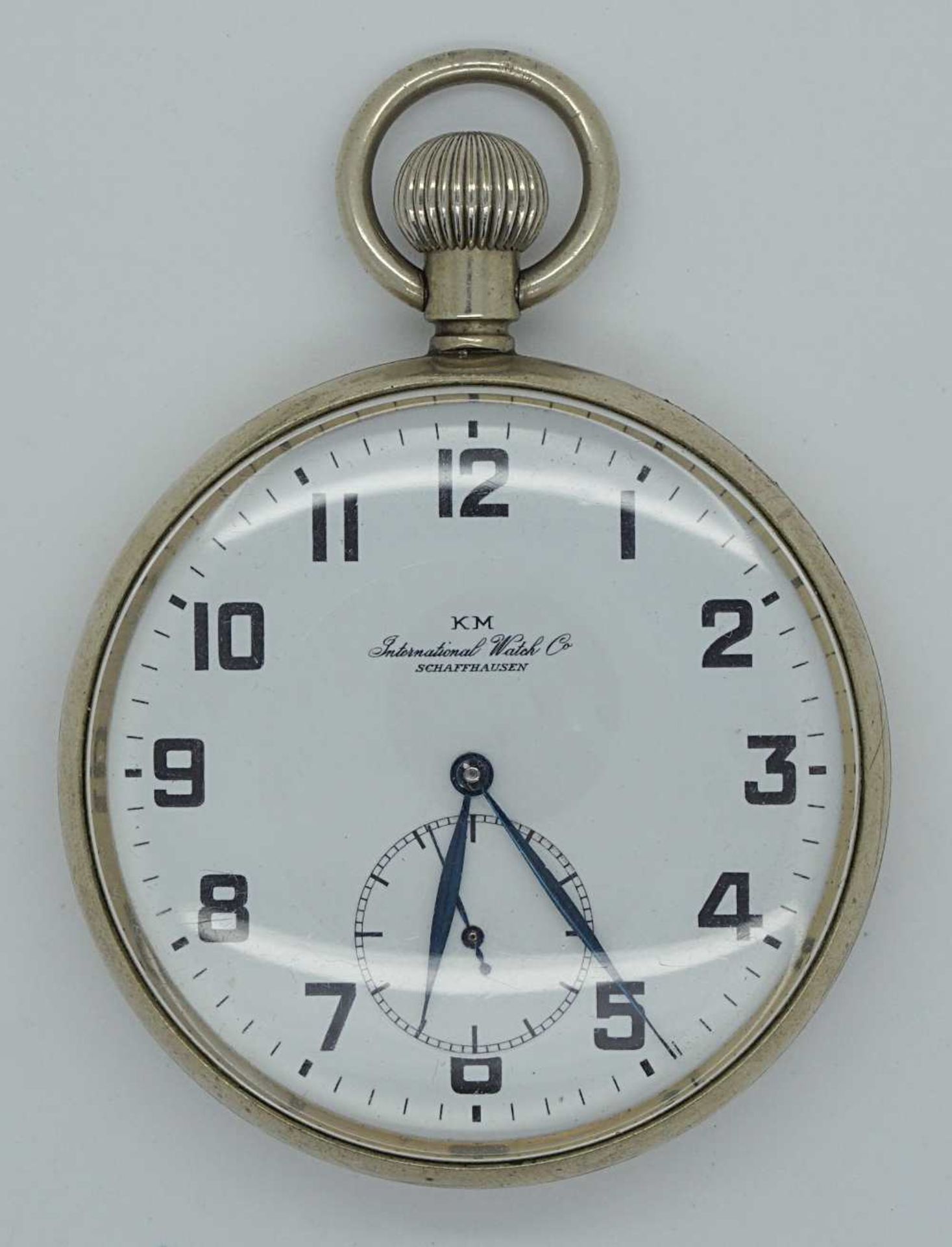 Taschenuhr Stahl IWC Schaffhausen 2. WK mit Reichsadlernum. M 9939 2. Klasse lt. Buchk - Bild 3 aus 3