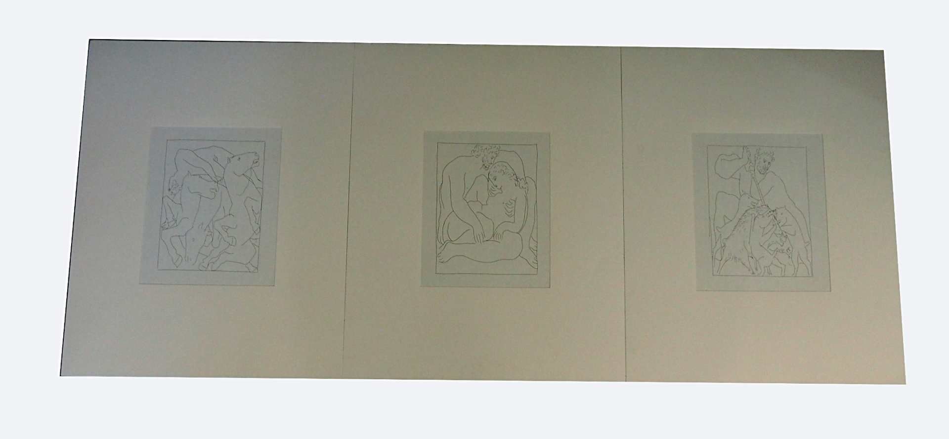 3 Offset-Lithografien "Amour de Jupiter et de Semele", "Chute de Phaéton avec le char du soleil